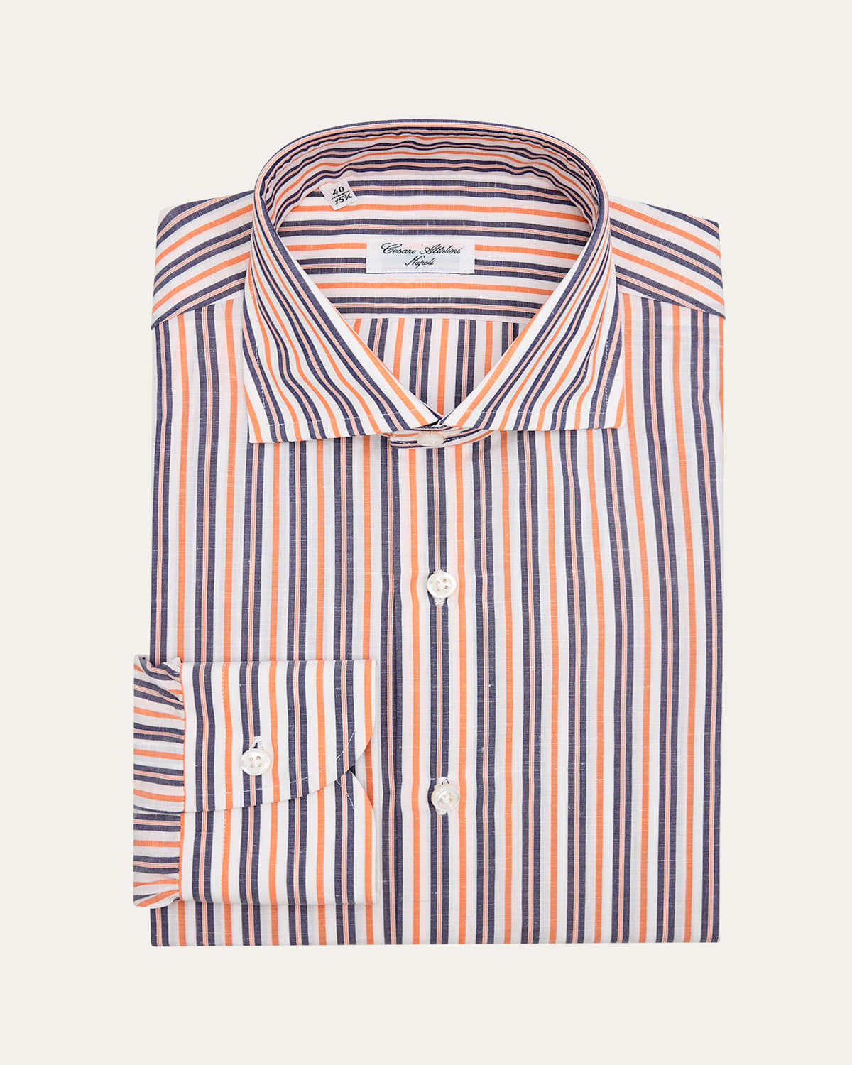 Men's Cotton and Linen Multi-Stripe Sport Shirt
