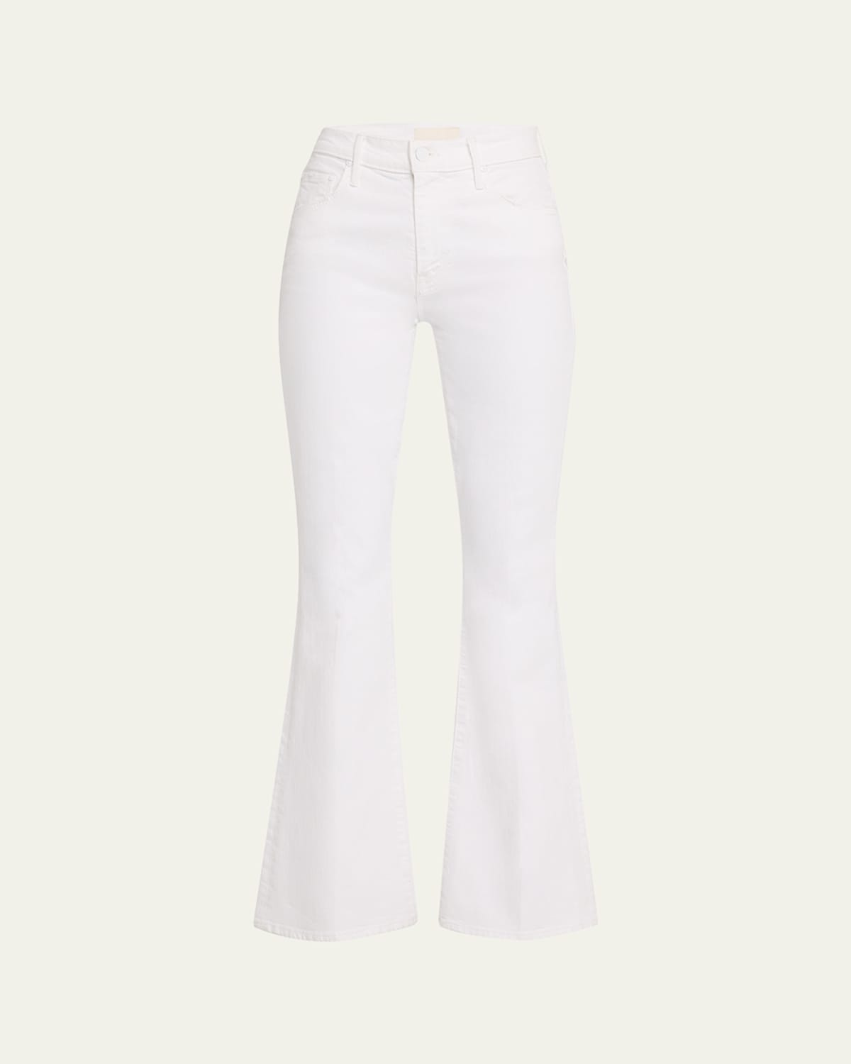 Mother The Weekender Mid-rise Flare Fray Hem Jeans In Totally Innocent