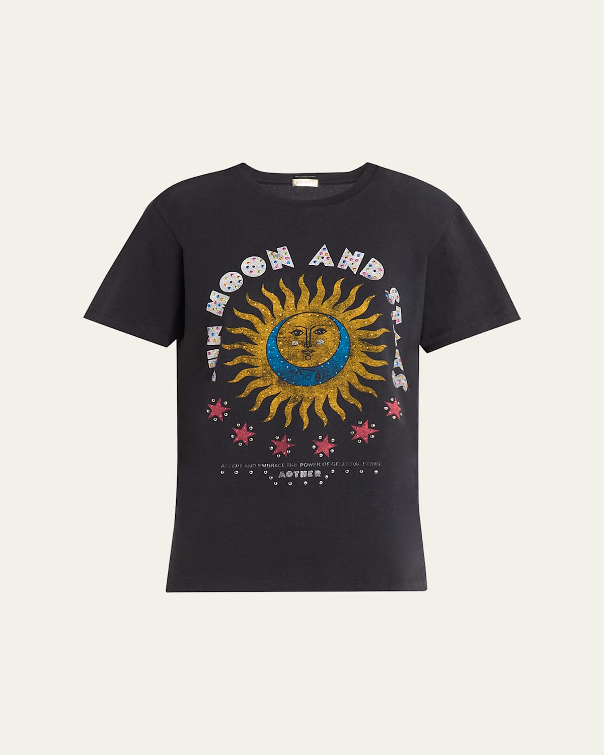 Mother The Rowdy Embellished Graphic T-shirt In Sun Moon And Stars