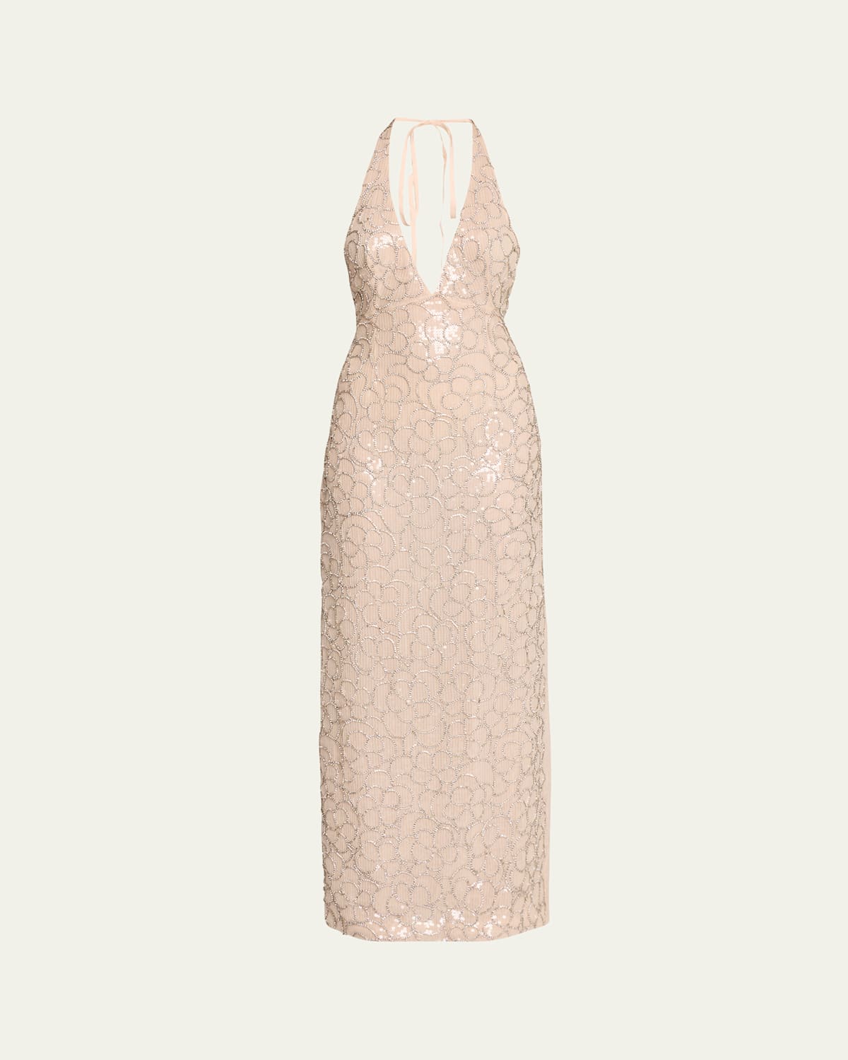 Des Phemmes Sequined Floral Halter Dress