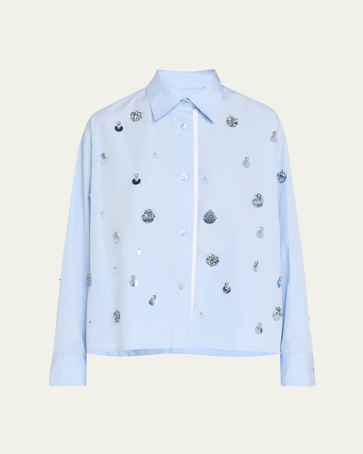 Shop Des Phemmes Embellished Classic Shirt In Pastel Blue