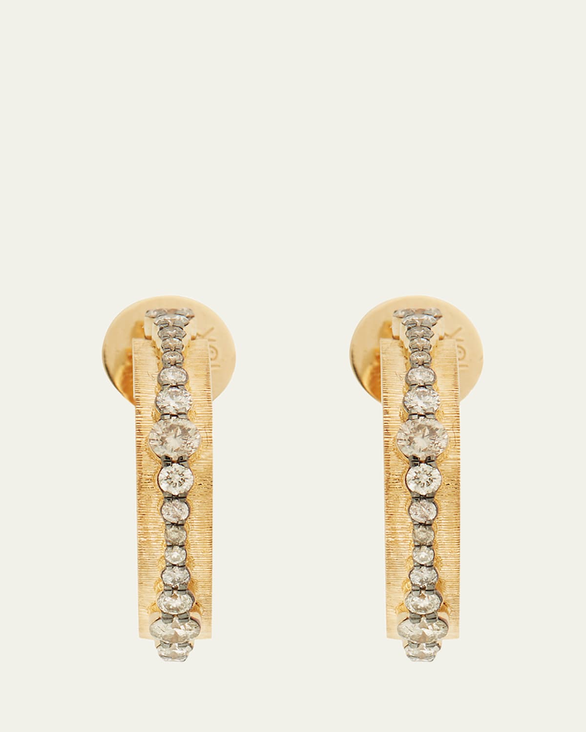 Inside Out Champagne Diamond Ripple Hoop Earrings in 18K Yellow Gold