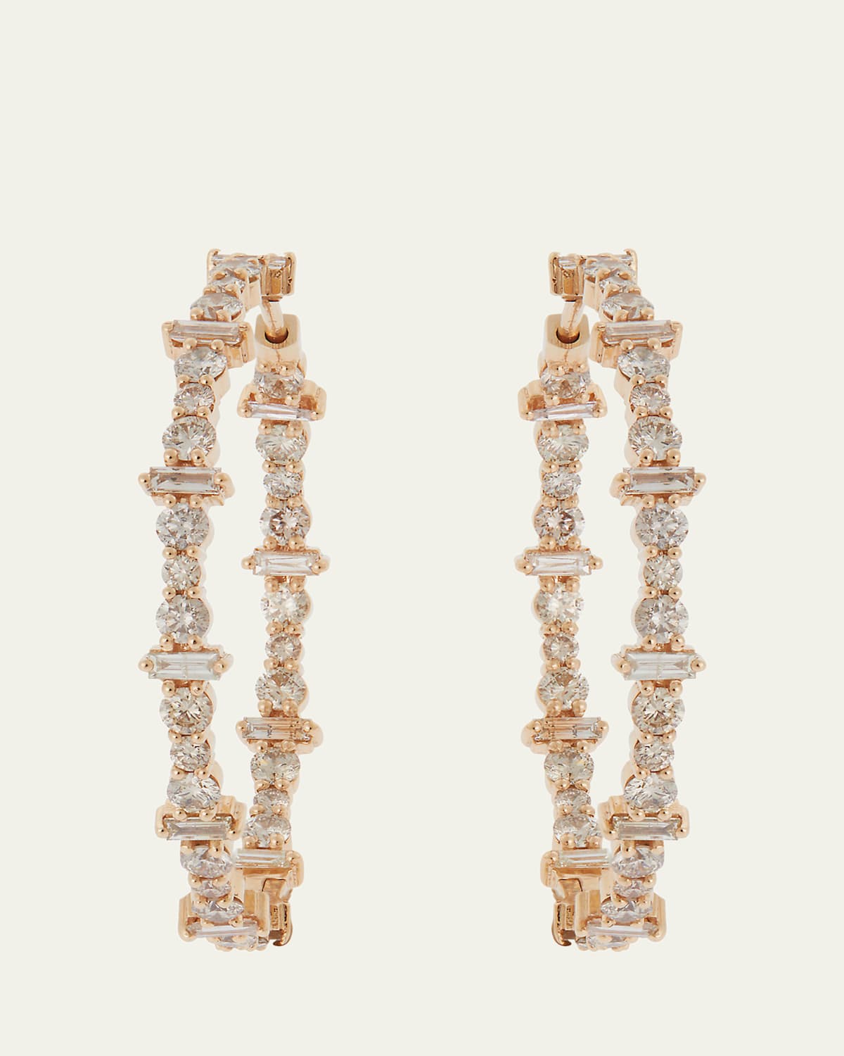 Champagne Diamond Inside Out Hoop Earrings in 18K Yellow Gold