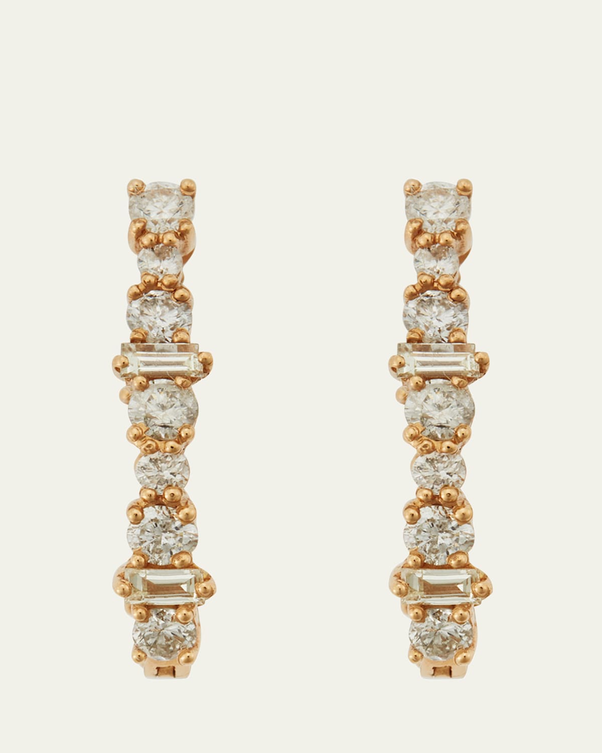 Champagne Diamond Inside Out Hoop Earrings in 18K Yellow Gold