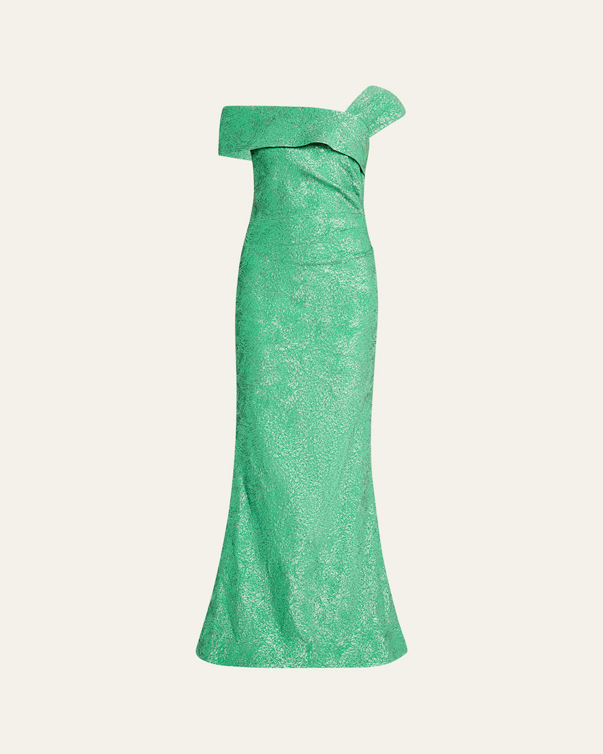 One-Shoulder Metallic Stretch Jacquard Gown