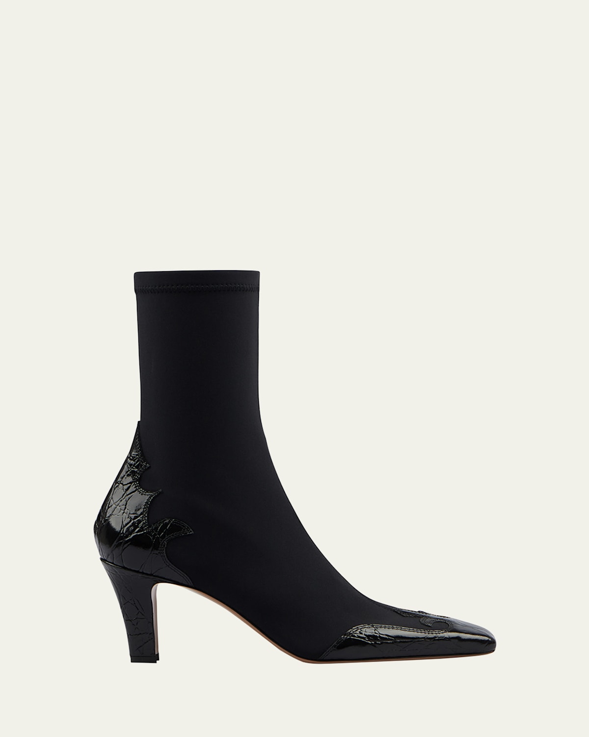 Paris Texas Belle Stretch Leather Western Booties In Black-black