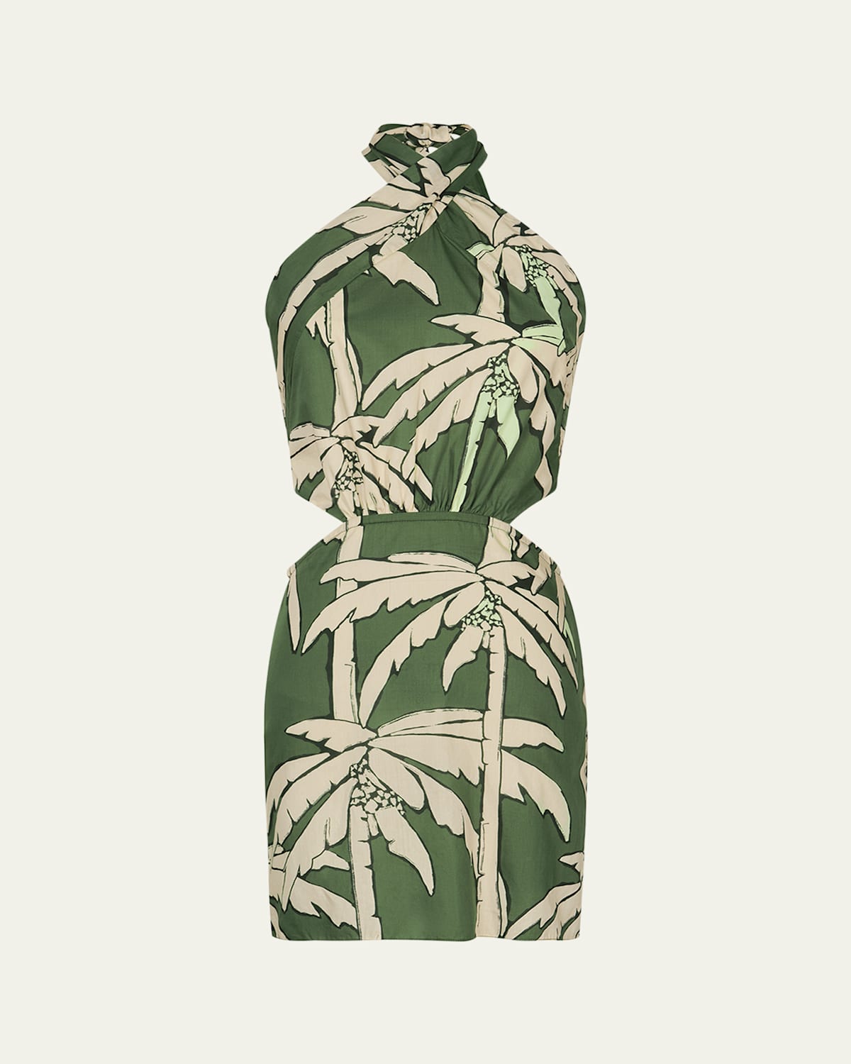 Shop Johanna Ortiz Heart Pirate Mini Dress In Salty Palms Green/ecru