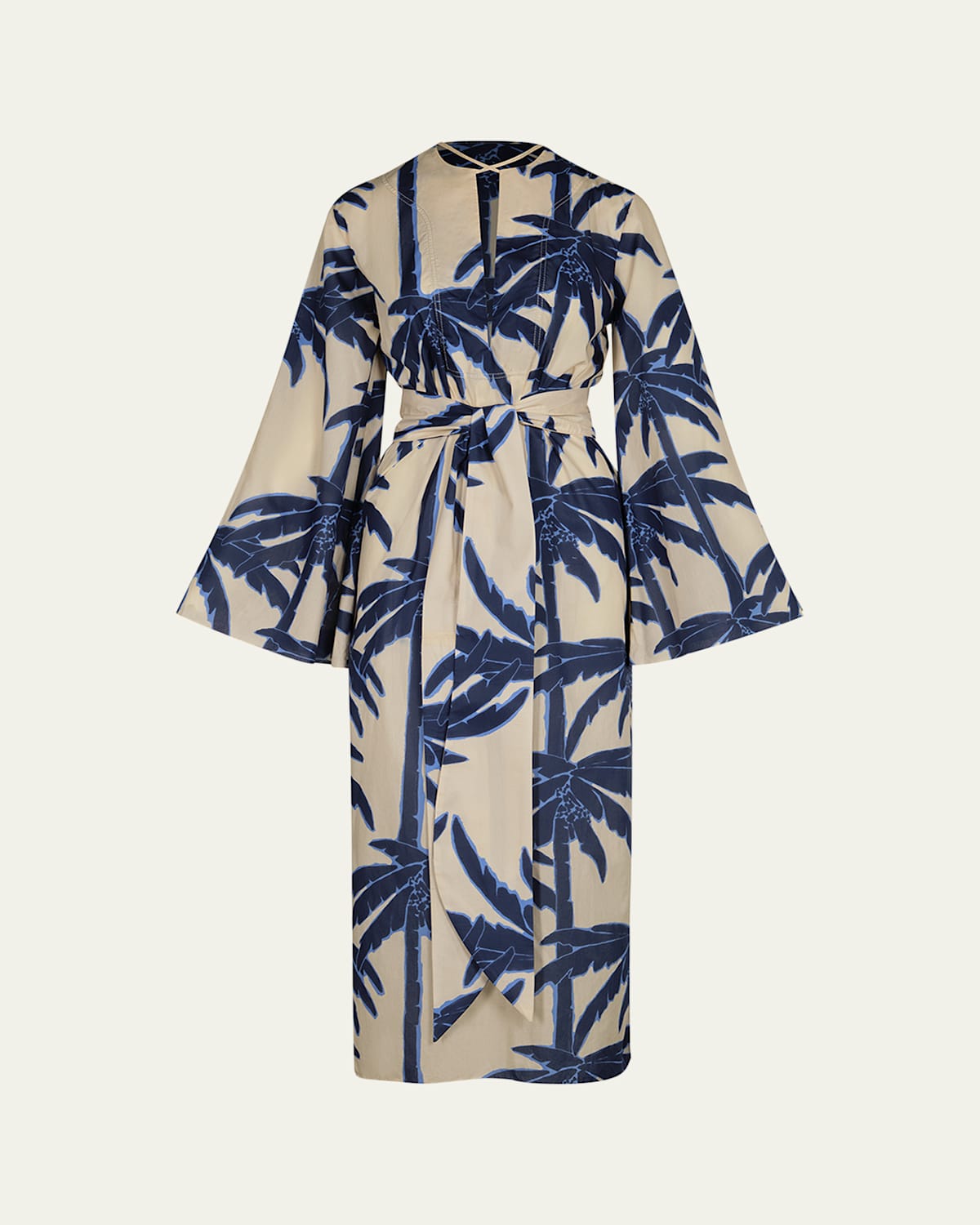 Shop Johanna Ortiz Sotaviento Tunic Dress In Swim Salty Palms-ecru-blue