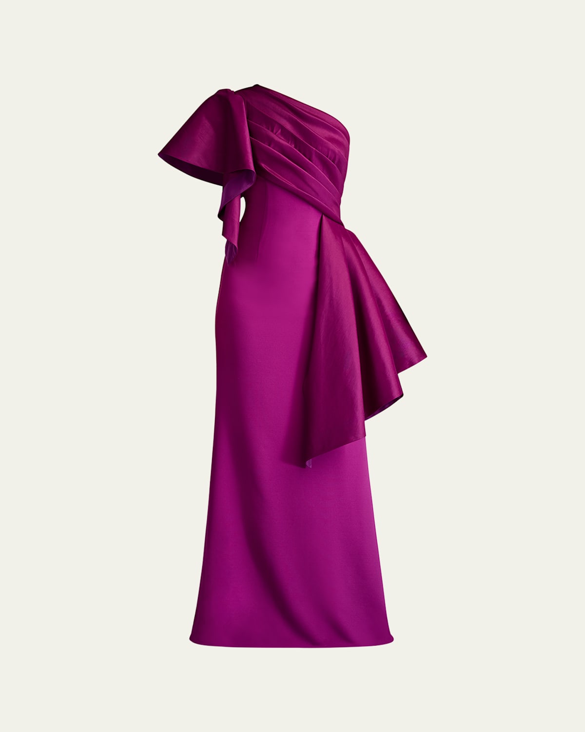 Tadashi Shoji Textured Crepe And Taffeta Gown In Magenta