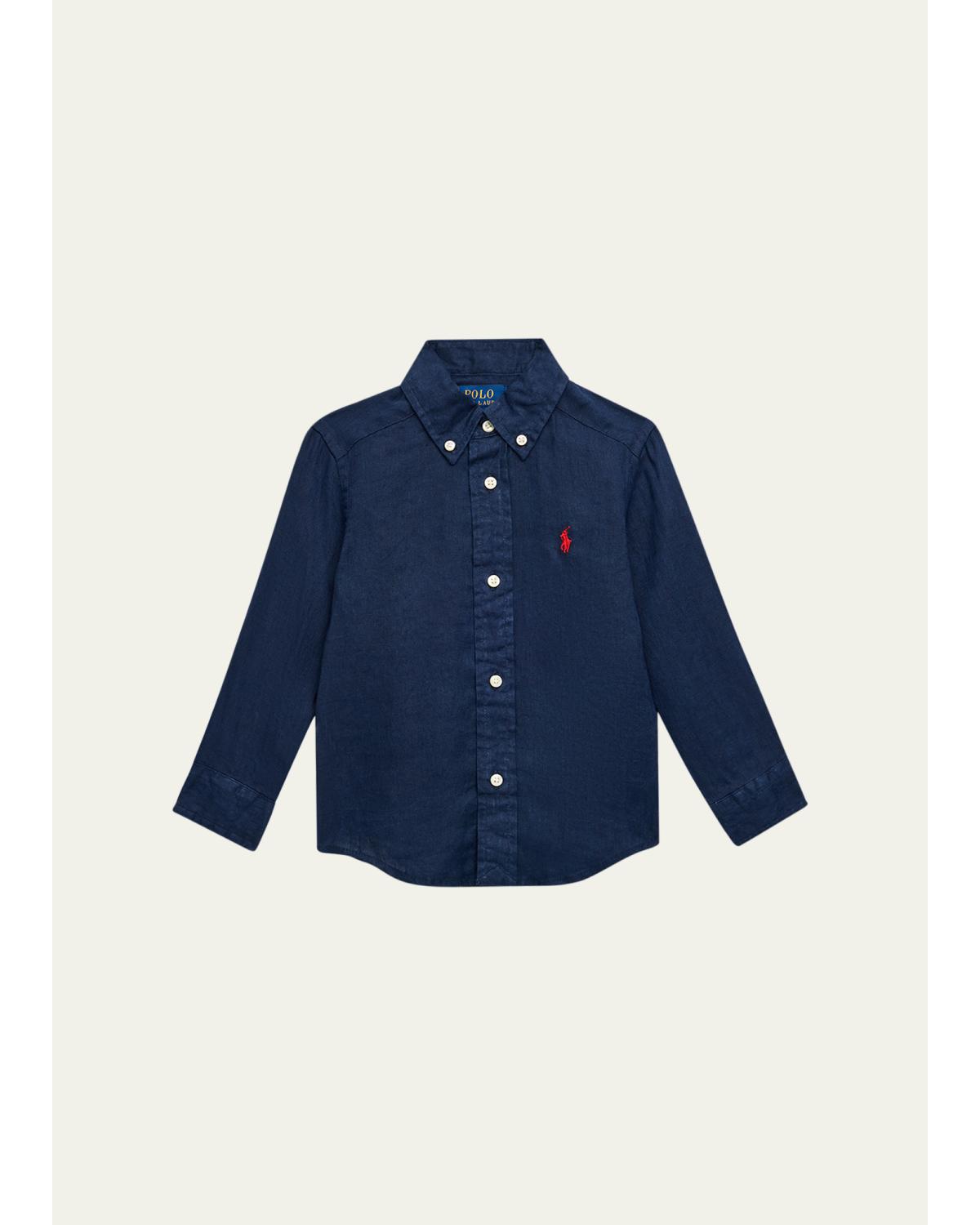 Polo Ralph Lauren Toddler and Little Boys Linen Shirt - NEWPORT NAVY
