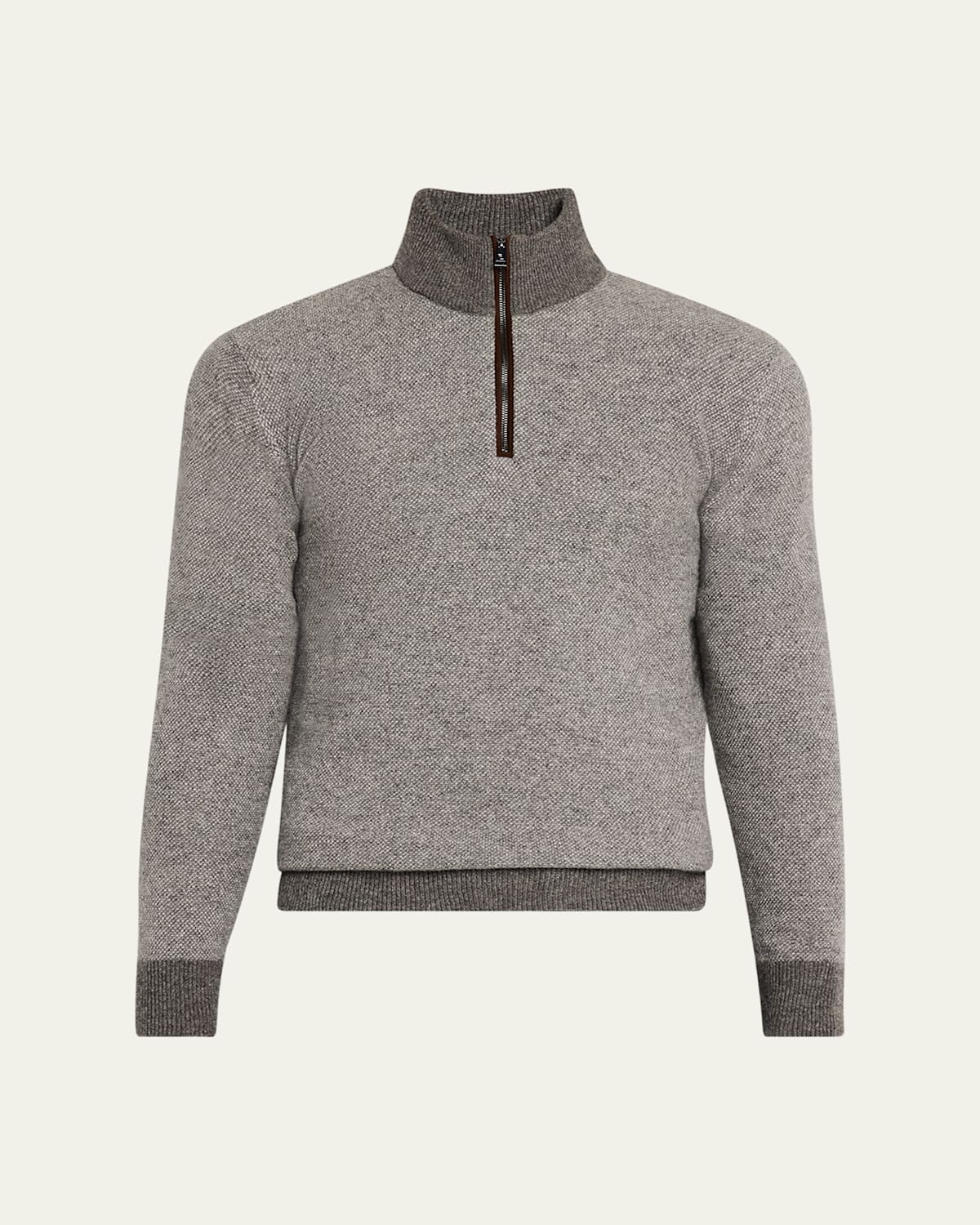 Men's Birdseye Cashmere Quarter-Zip Sweater