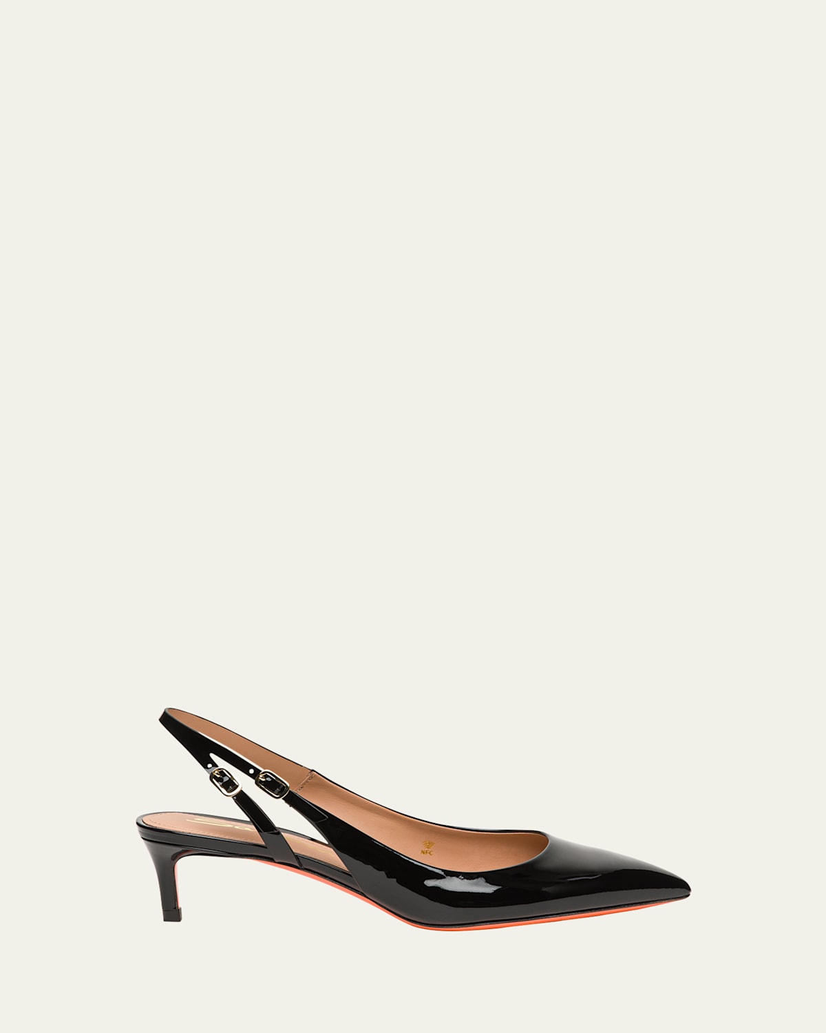Santoni Audrey Patent Kitten Slingback Pumps In Black