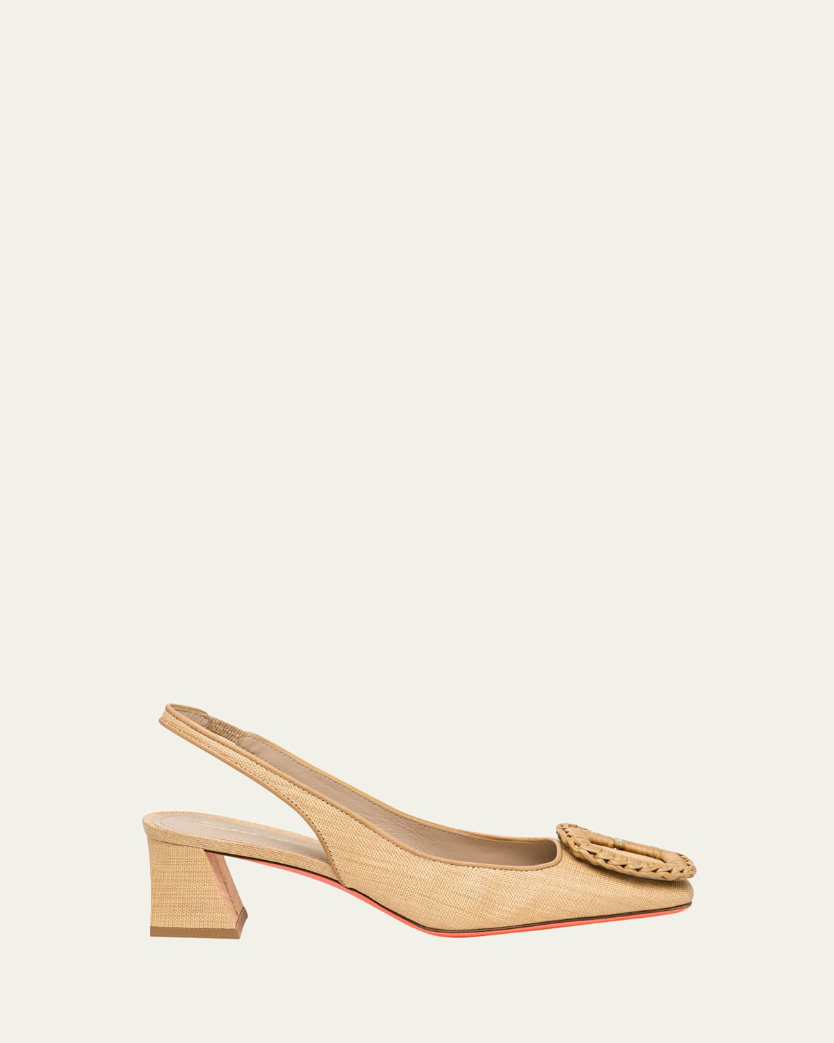 Santoni Lemon Raffia Buckle Slingback Pumps | Thumbnail 4 Santoni Lemon Raffia Buckle Slingback Pumps | Thumbnail 4