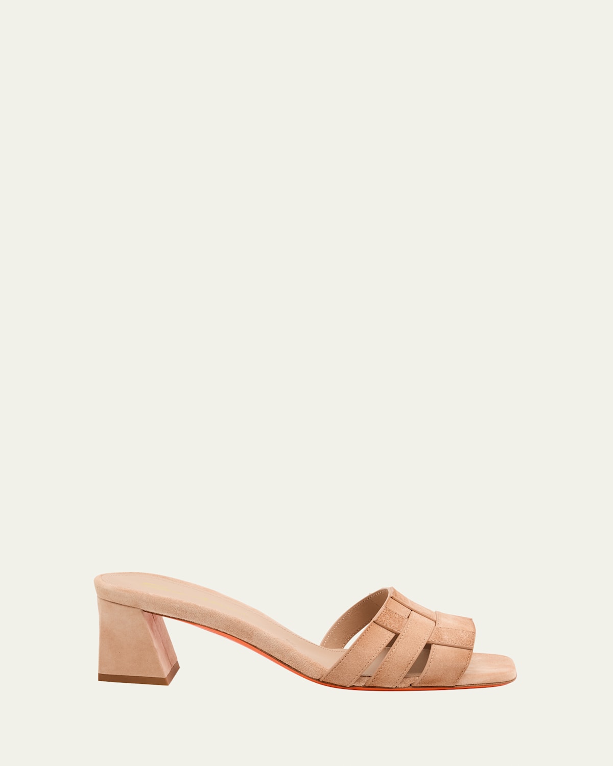 Santoni Venere Caged Suede Block-heel Sandals In Beige