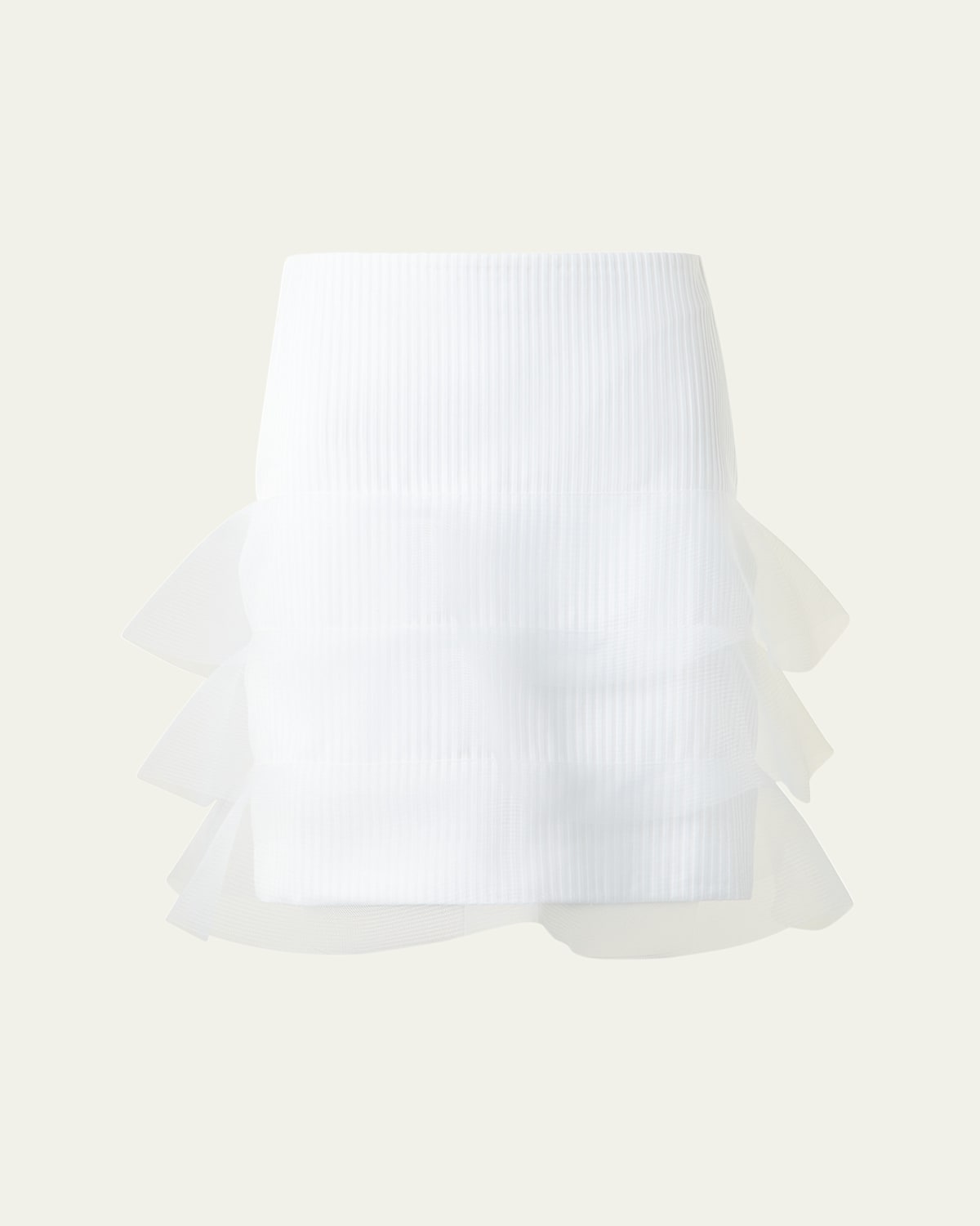 Ruffle-Trim Ribbed Mini Skirt
