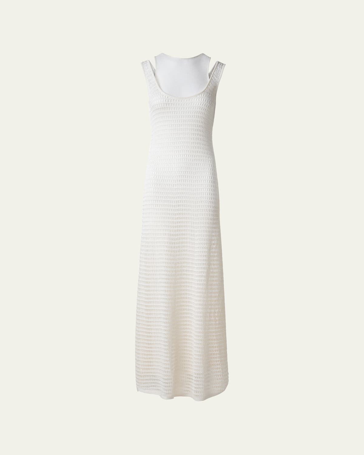 Akris Crochet & Knit Layered Maxi Dress In Ecru
