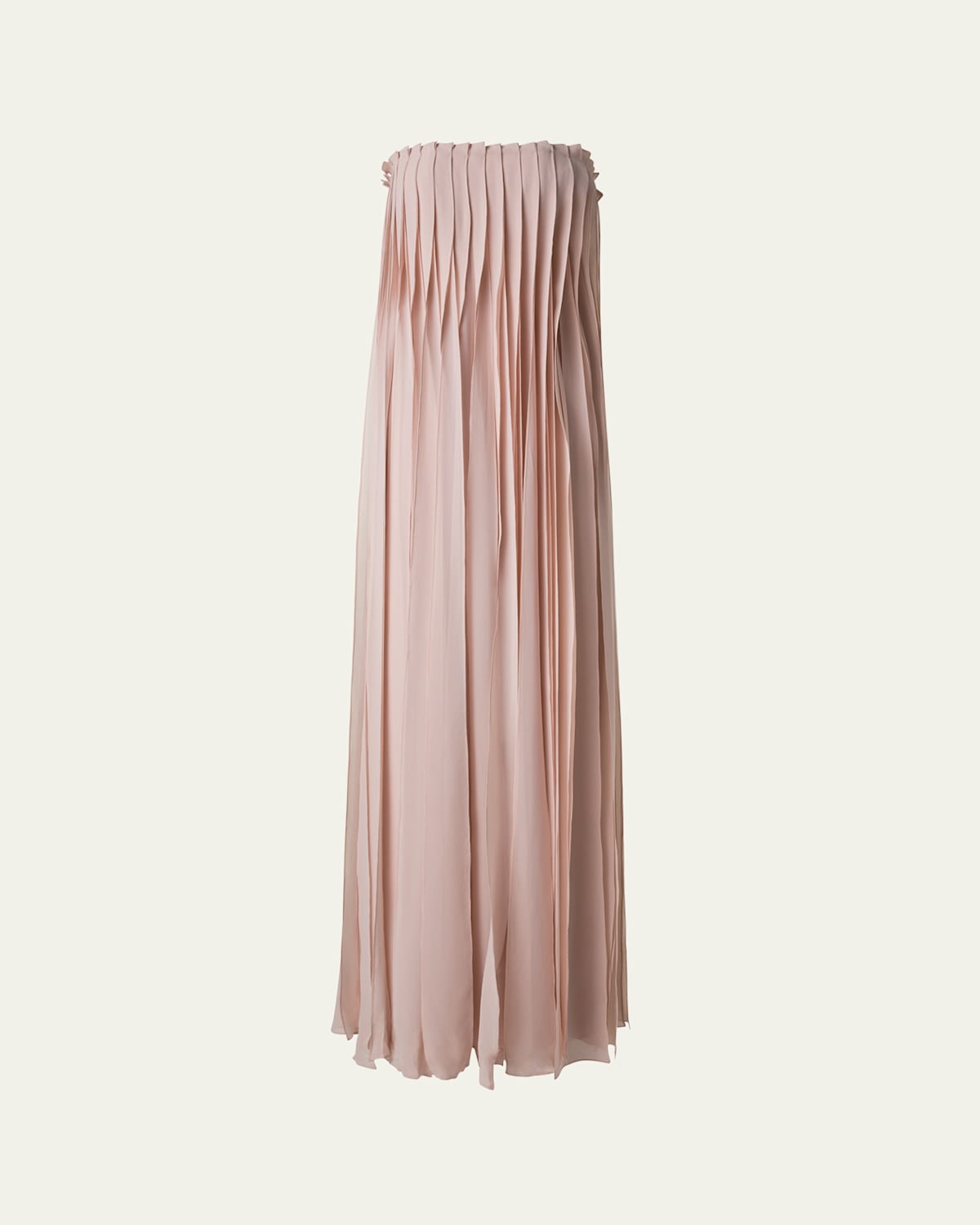 AKRIS STRAPLESS SILK GEORGETTE RIBBON GOWN 