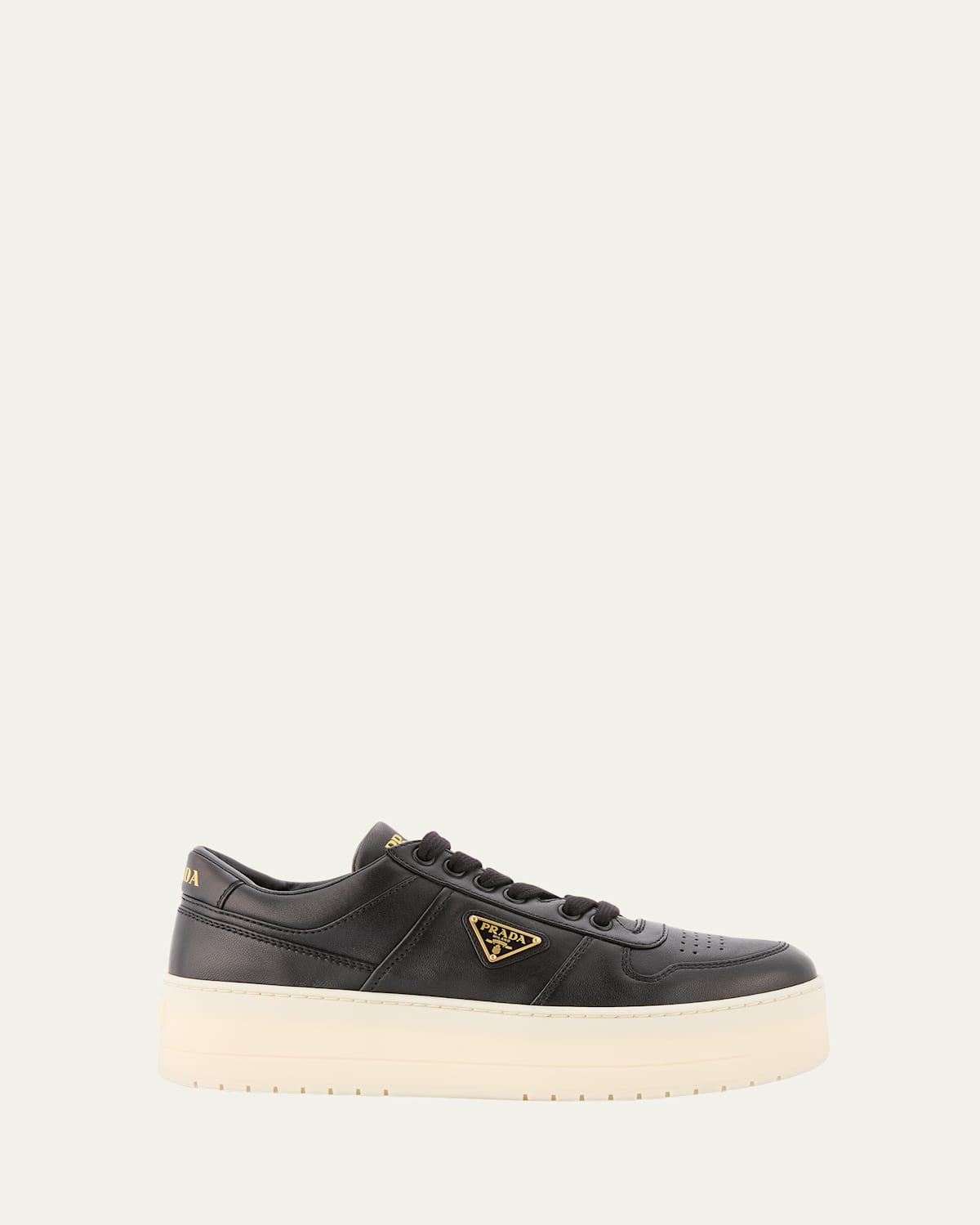 Prada Downtown Leather Low-top Platform Sneakers In Bianco