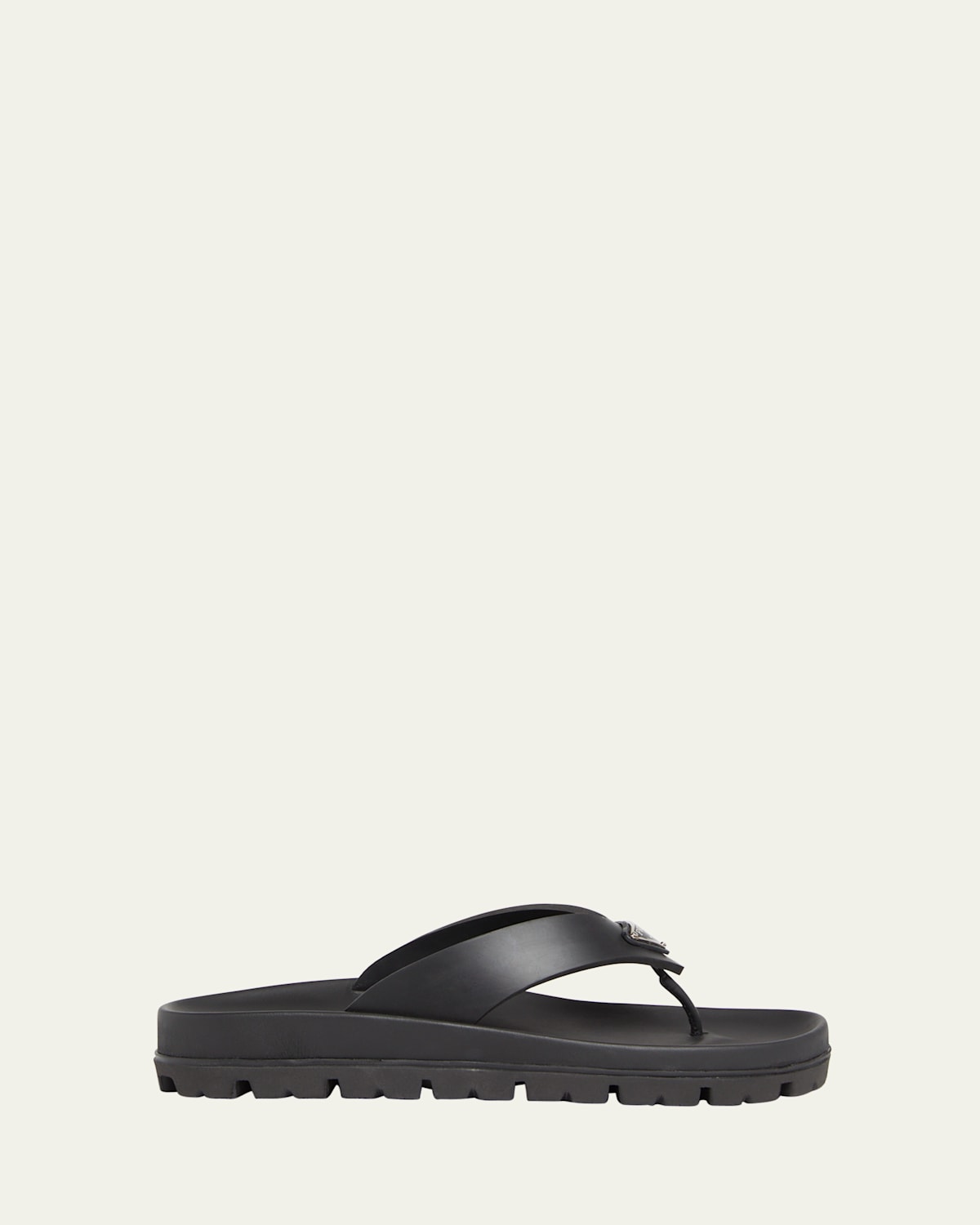 Prada Rubber Thong Slide Sandals In Nero