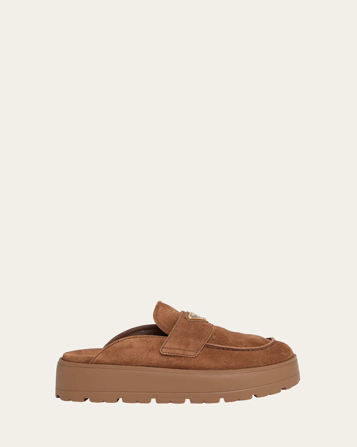 Prada Fussbett Suede Loafer Mules In Cacao