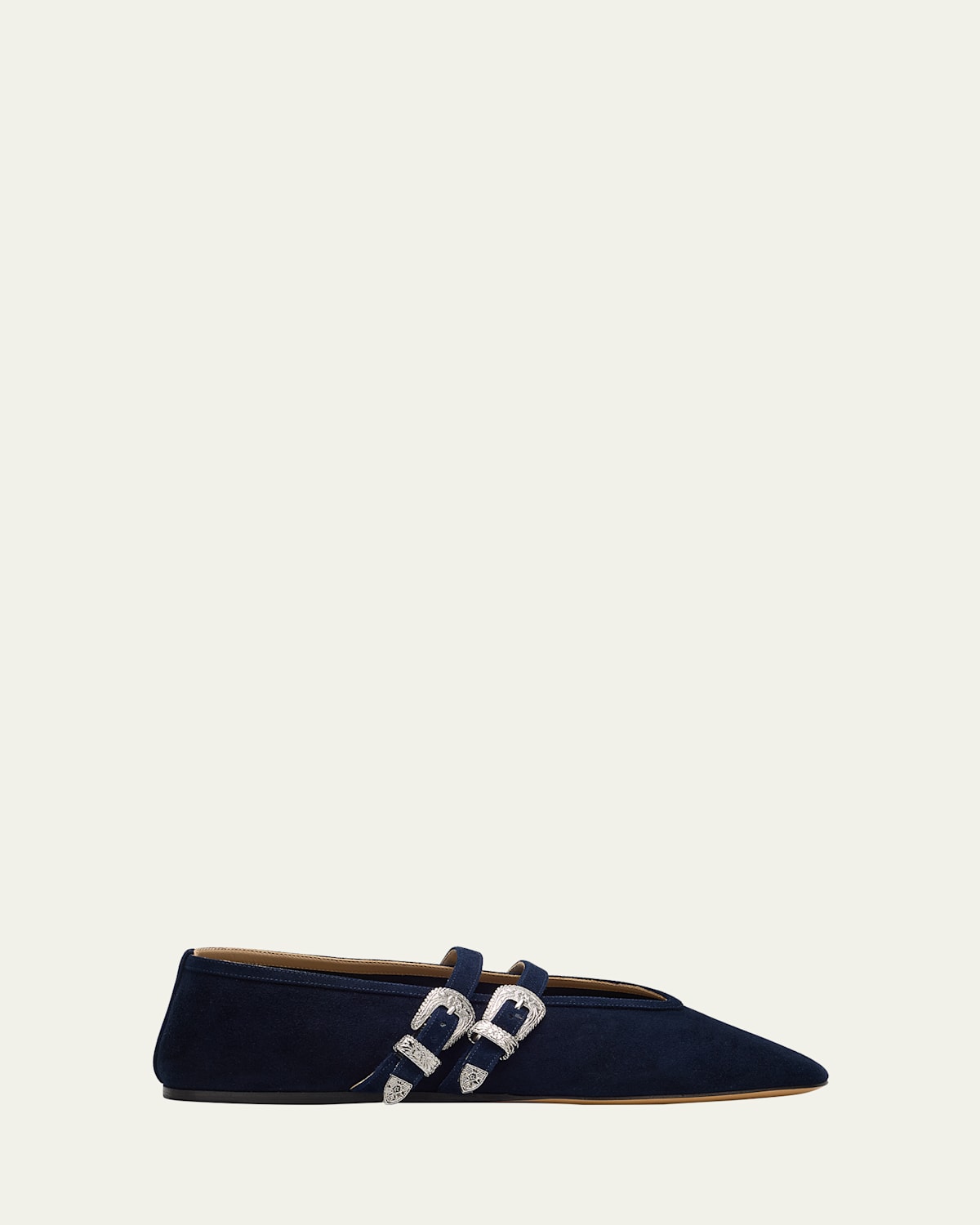 Shop Le Monde Beryl Claudia Suede Western-buckle Ballerina Flats