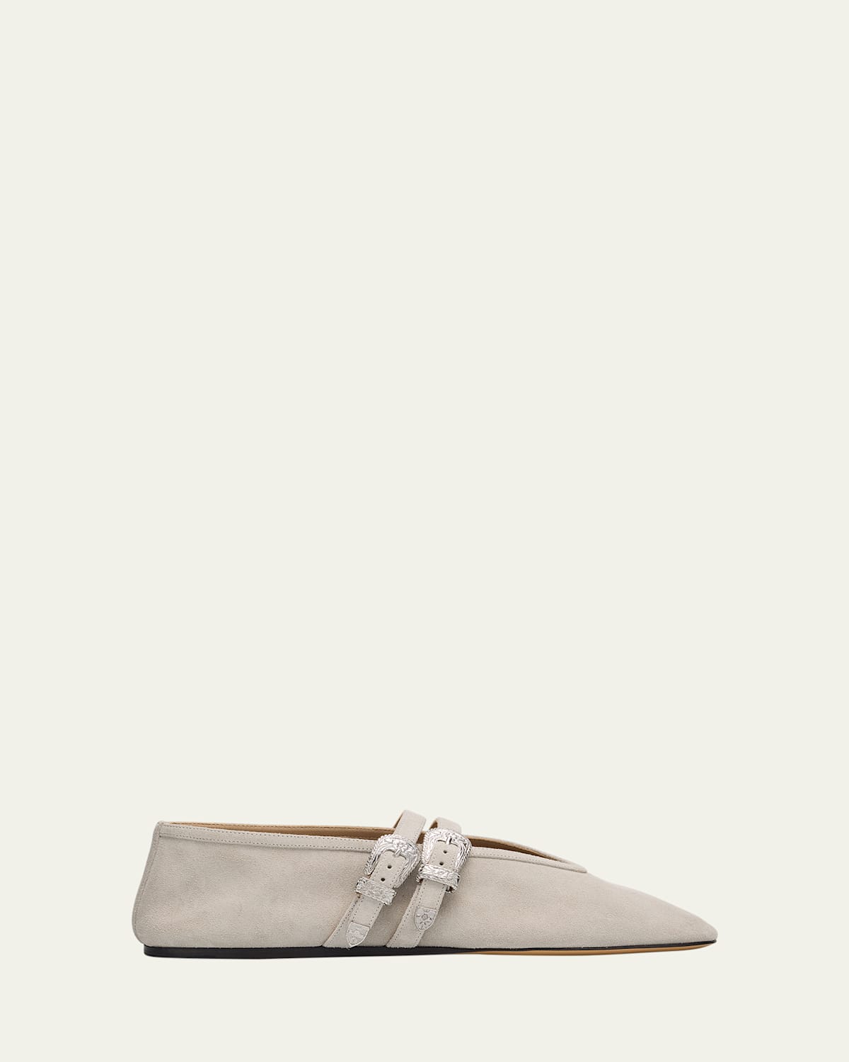 LE MONDE BERYL CLAUDIA SUEDE WESTERN-BUCKLE BALLERINA FLATS 