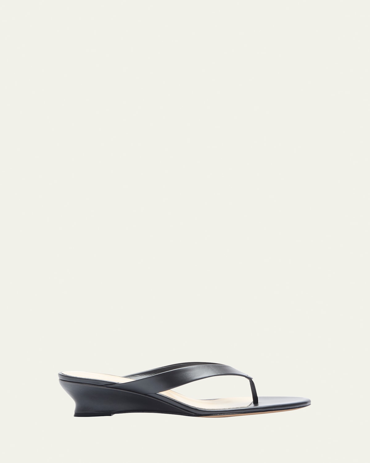 Leather Thong Micro Wedge Slide Sandals