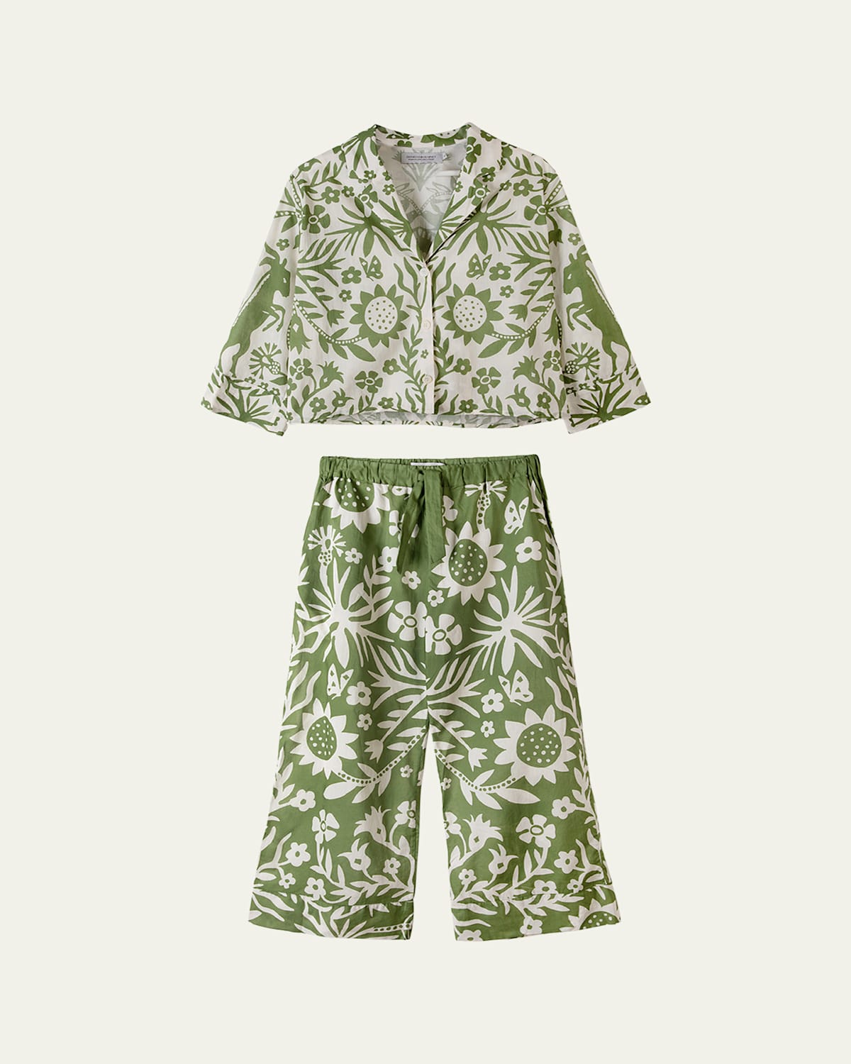 Floral-Print Boxy Shirt and Wide-Leg Trousers Set