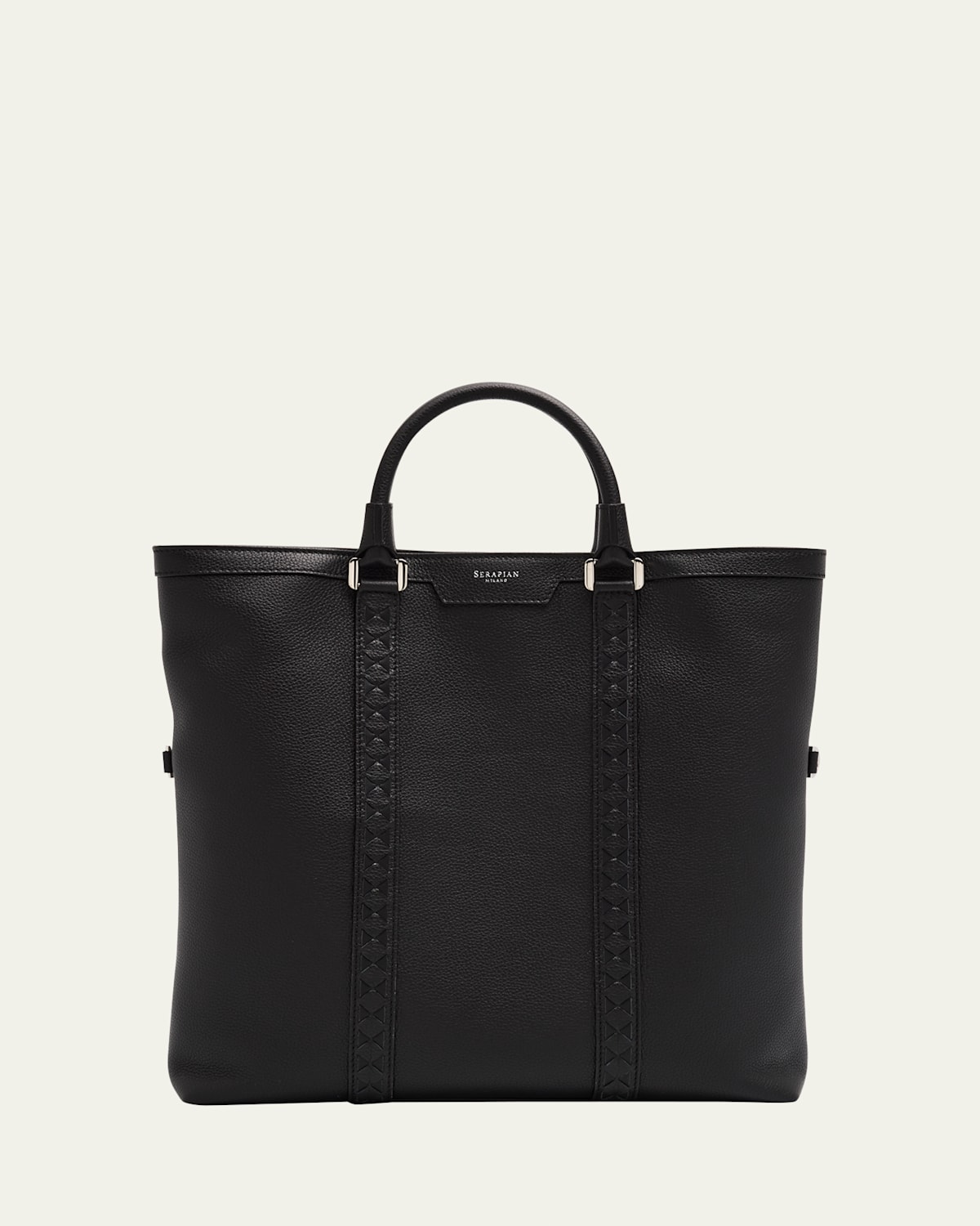 Serapian Men's Cachemire Leather Foldable Tote Bag In Foldable Tote Cachemire