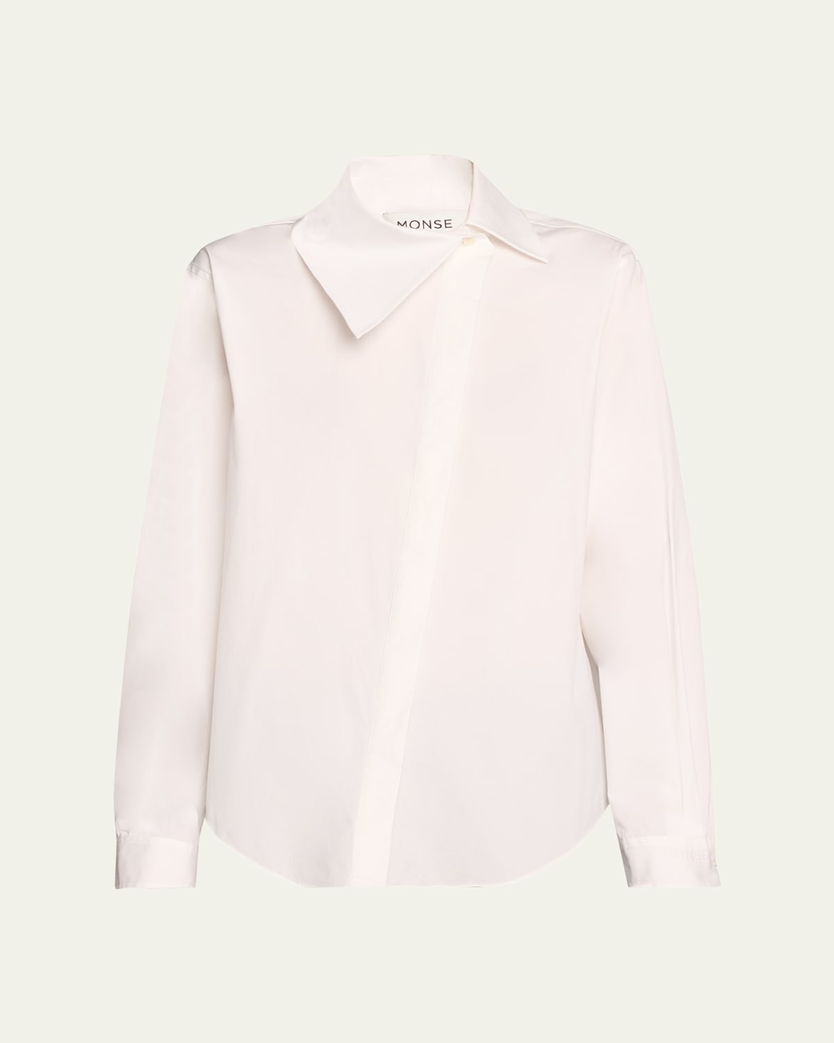 Monse Asymmetric Collar Button Down Blouse In Ivory