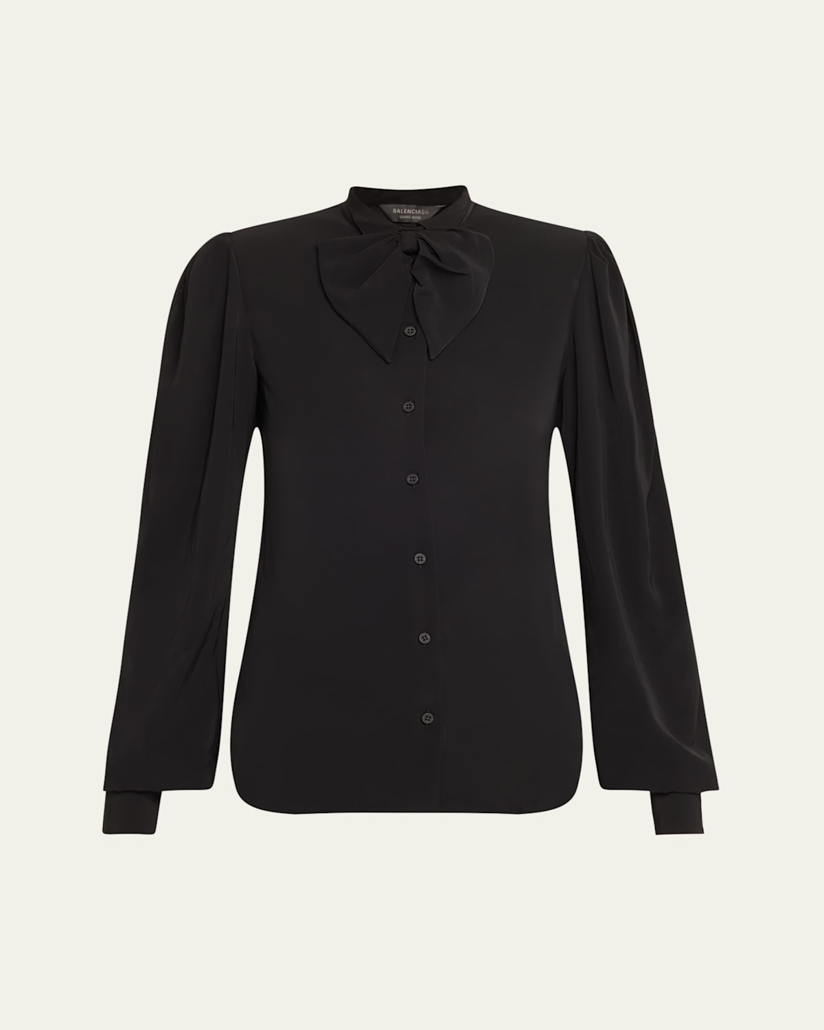 Shop Balenciaga Bow Button Down Blouse In Noir