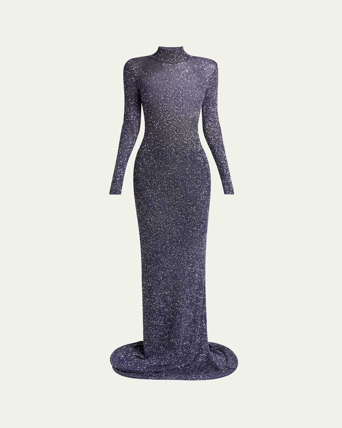 Sequined Mock-Neck Maxi Dress