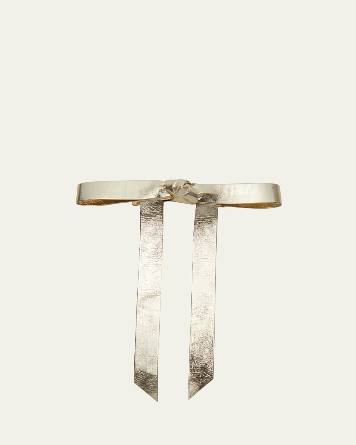Bardot Bow Metallic Faux Leather Barrette