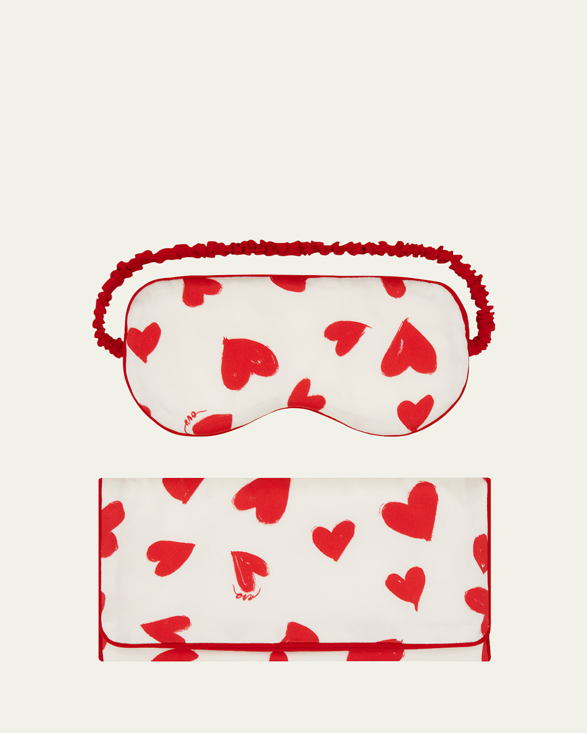 Audrey Heart-Print Silk Satin Sleep Mask