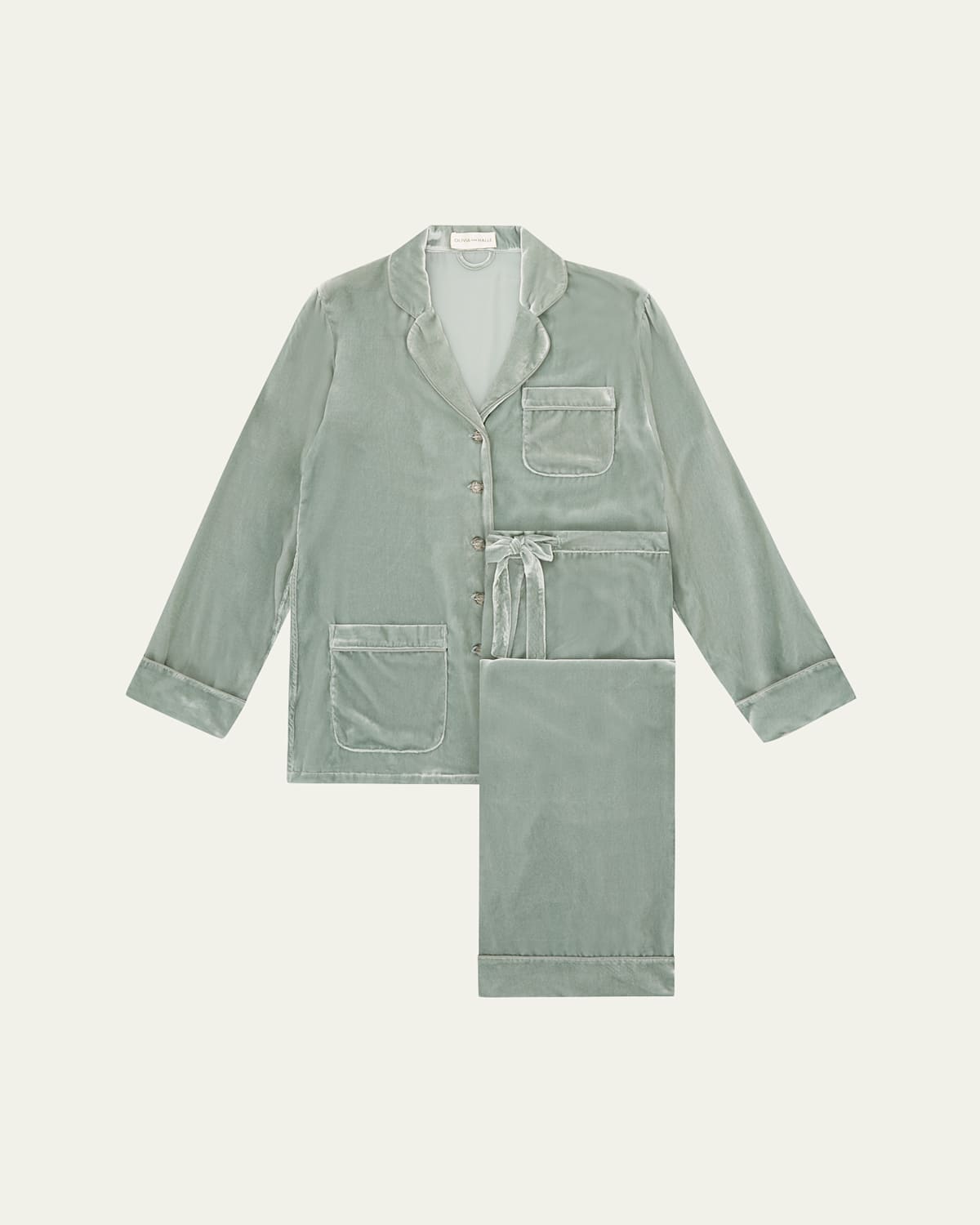 OLIVIA VON HALLE COCO STRAIGHT-LEG SILK VELVET PAJAMA SET 