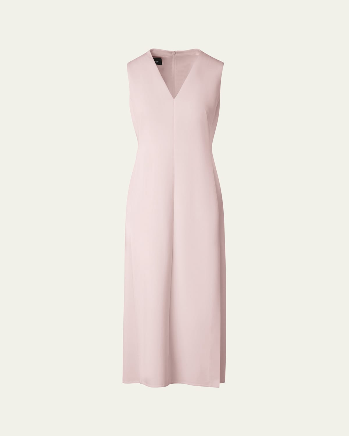 Akris V-neck Midi Wool Dress In Pale Pink