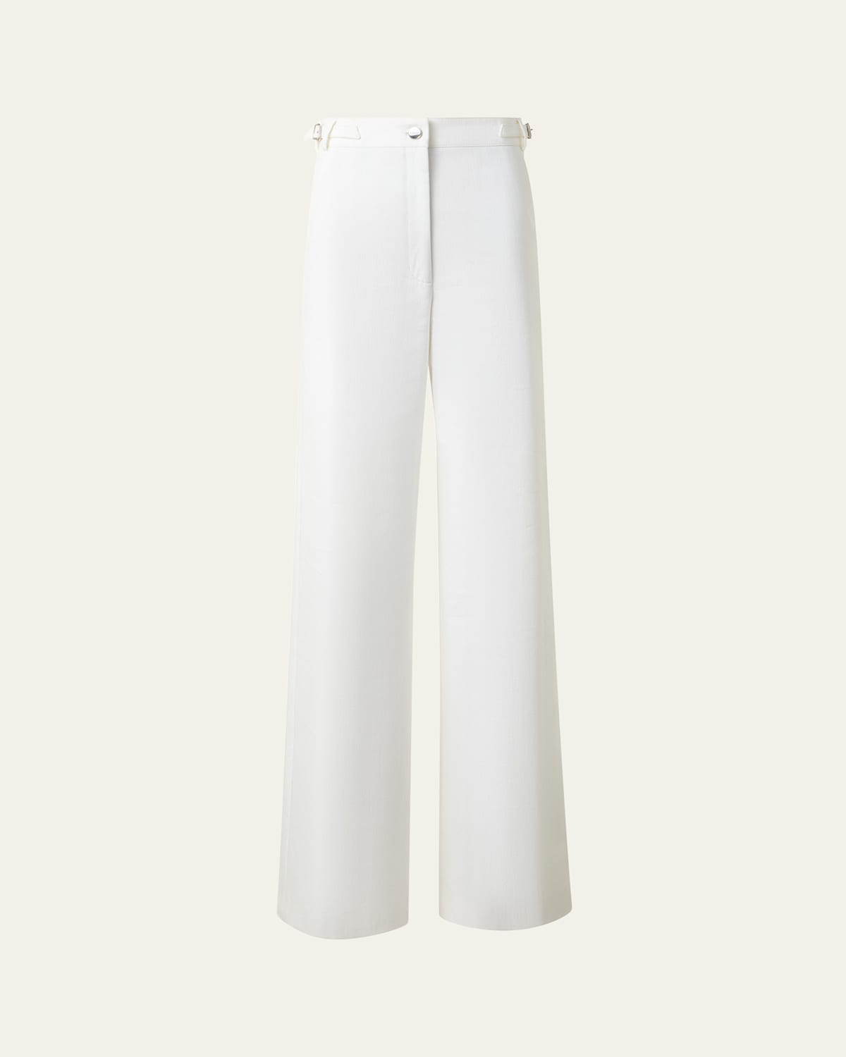 Akris Finnian Wide Leg Cotton Stretch Denim Pants In Ecru