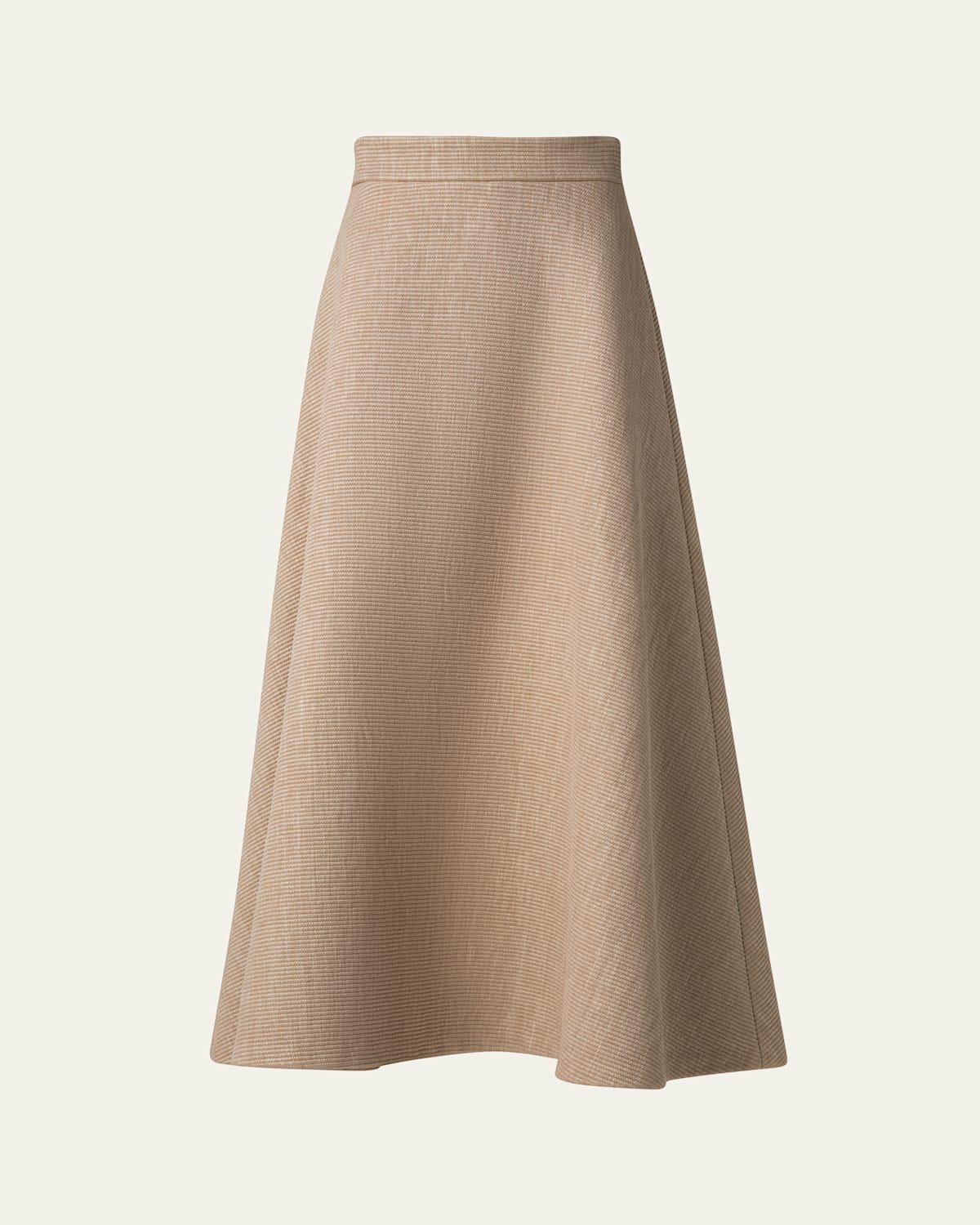 Shop Akris Flared Raffia Leather Trim Midi Skirt In Cuoio