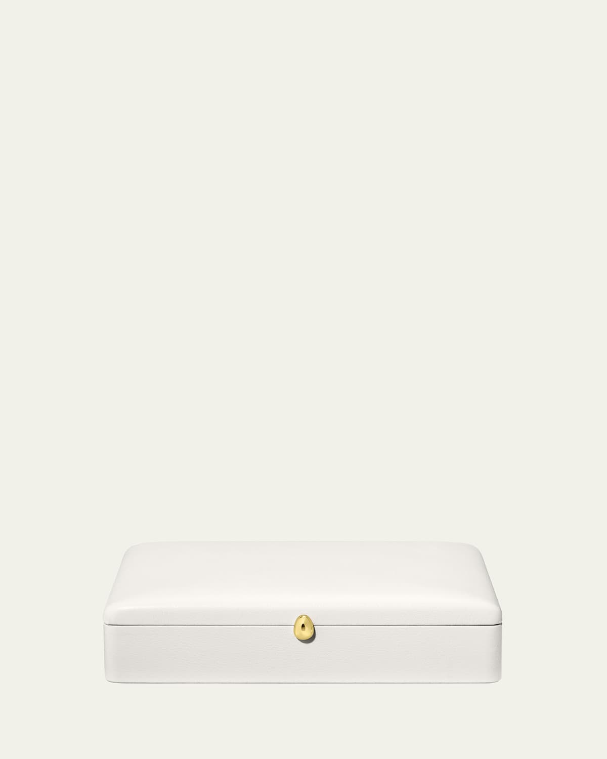 Aerin Piero Leather Box In Open White