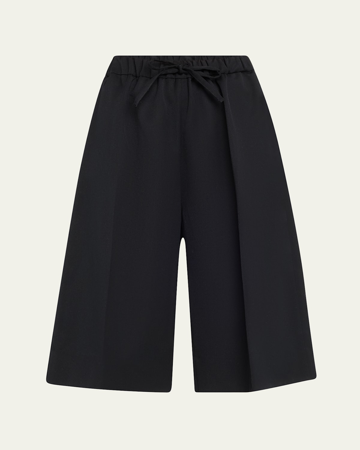 Simone Rocha Wide Leg Elasticated Long Wool Shorts In Black
