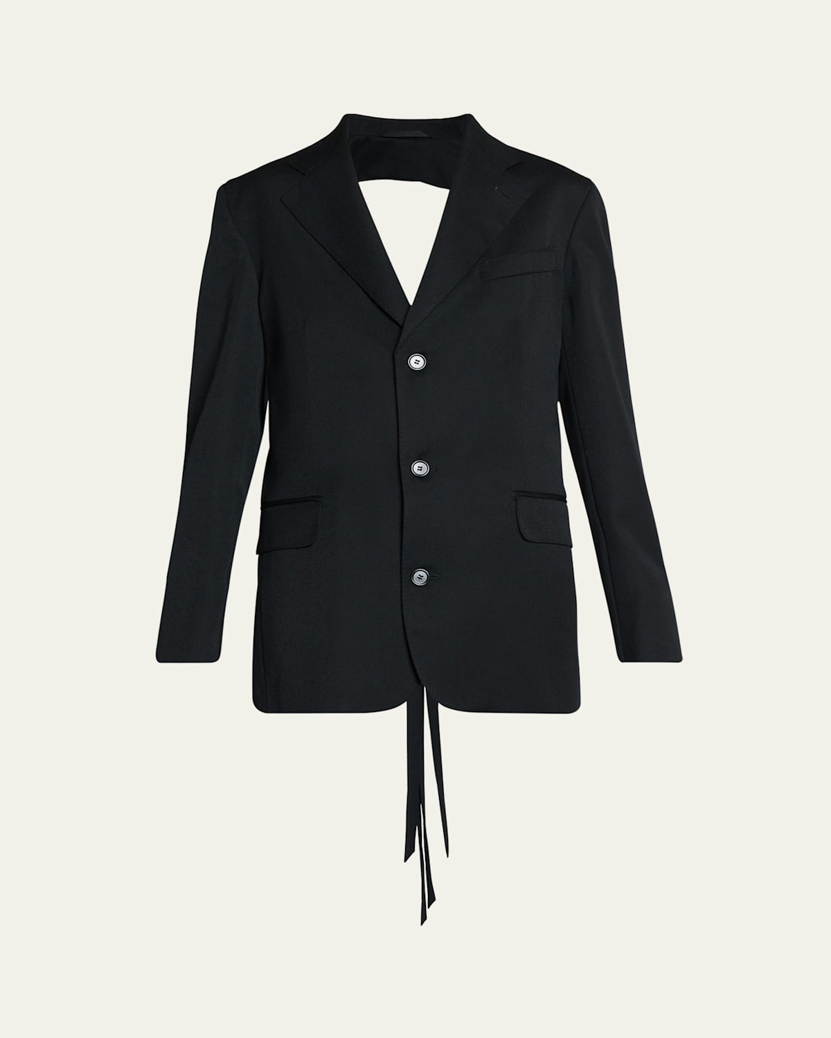 Shop Simone Rocha Back Cut Out Bow Wool Blazer In Black