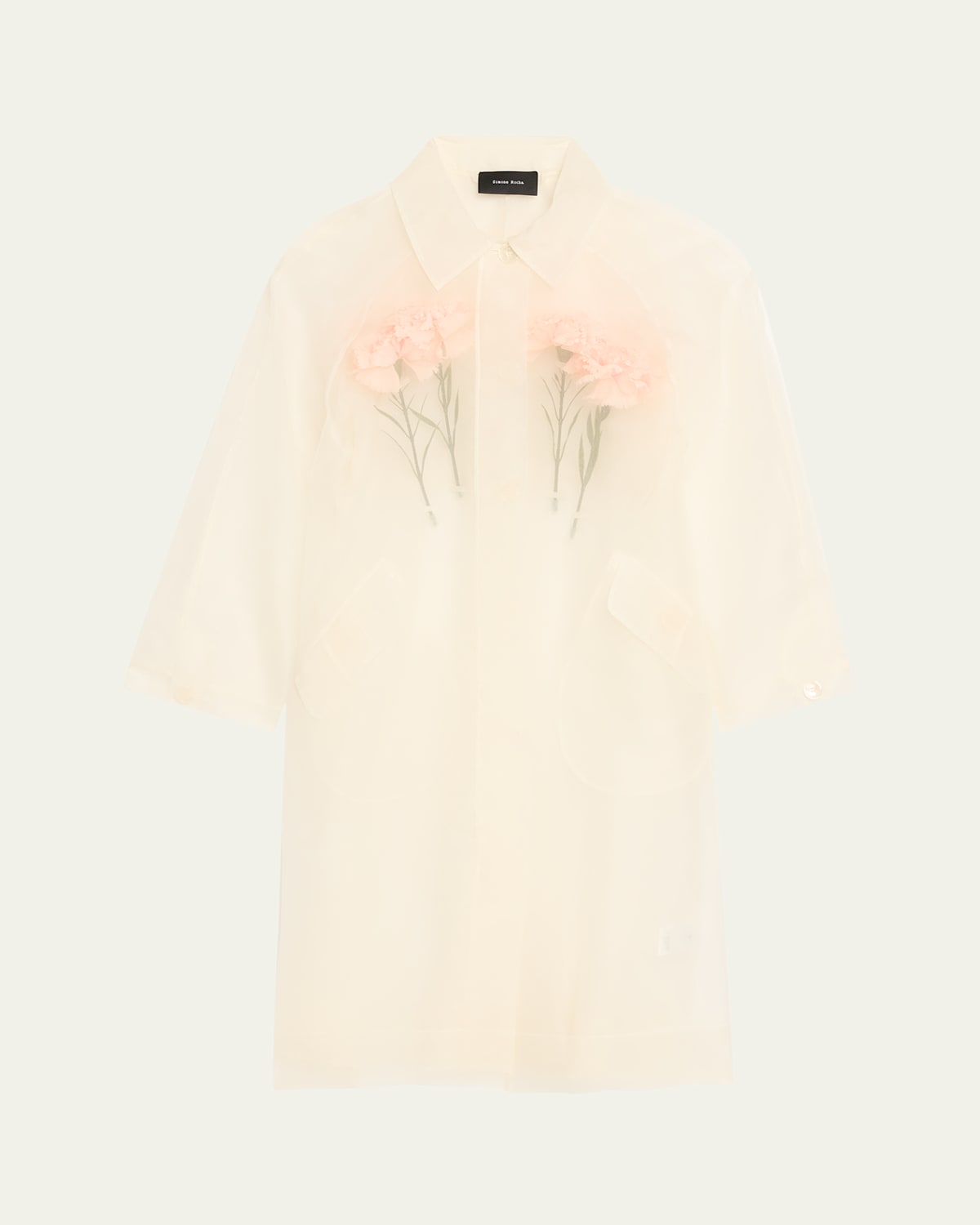 SIMONE ROCHA CARNATION-STUFFED SHEER CAR COAT 