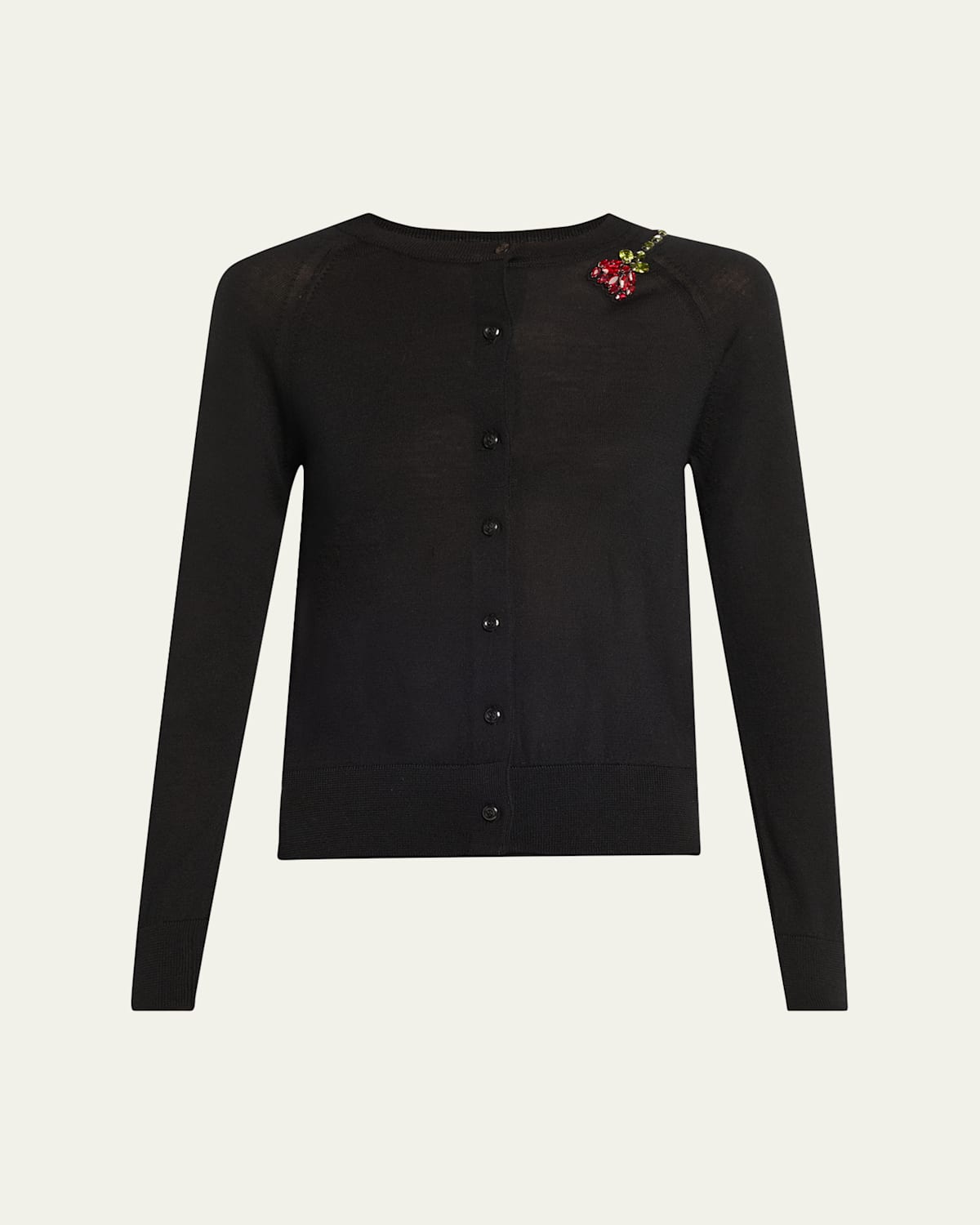 SIMONE ROCHA TURBO CRYSTAL ROSE CREWNECK CARDIGAN 