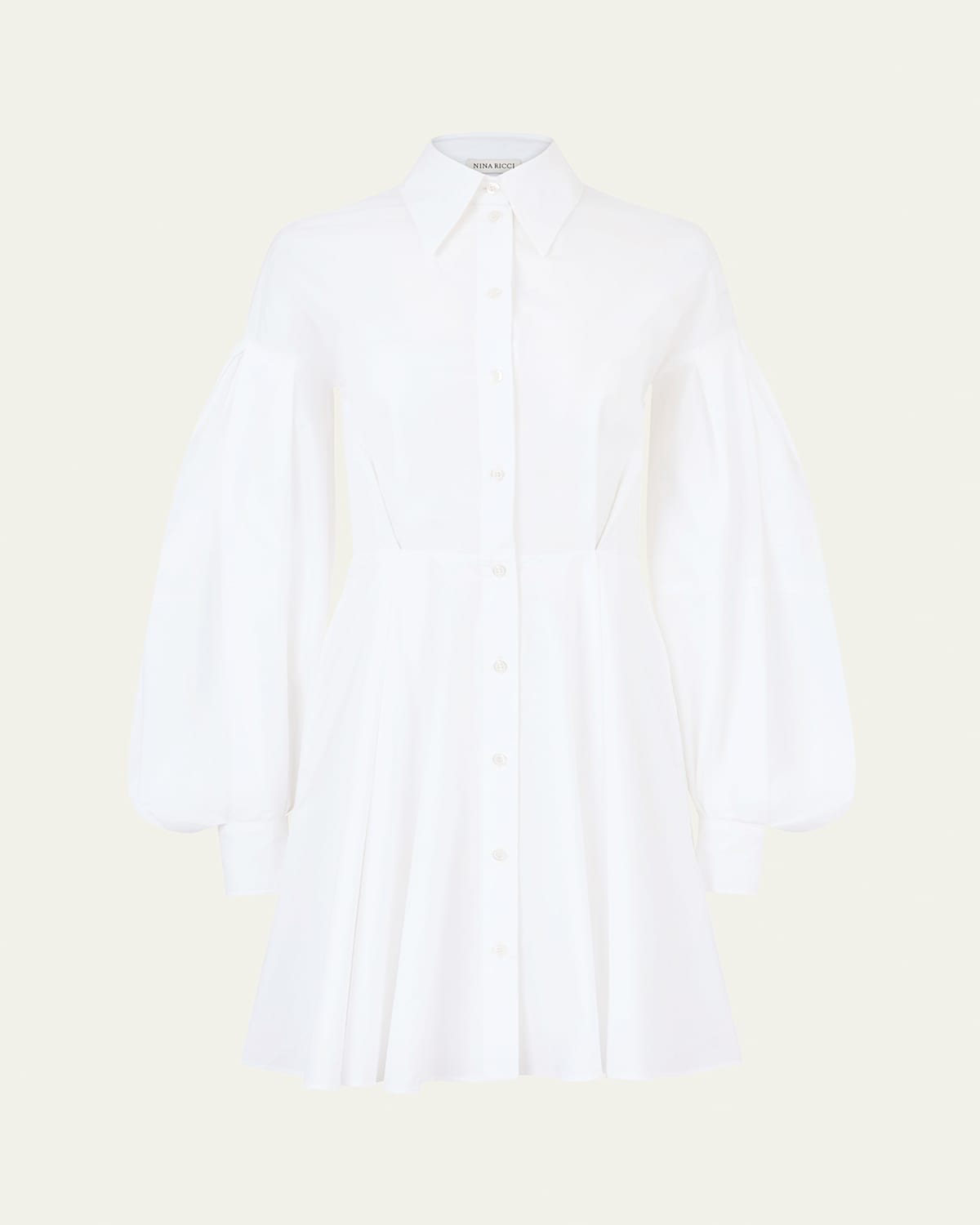 Shop Nina Ricci Cocoon Sleeve Poplin Mini Dress In White