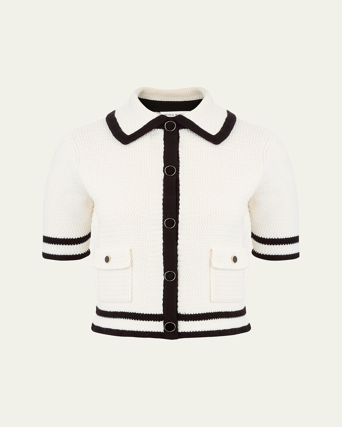 Nina Ricci Three-quarter Sleeves Cardigan In Ecru Noir