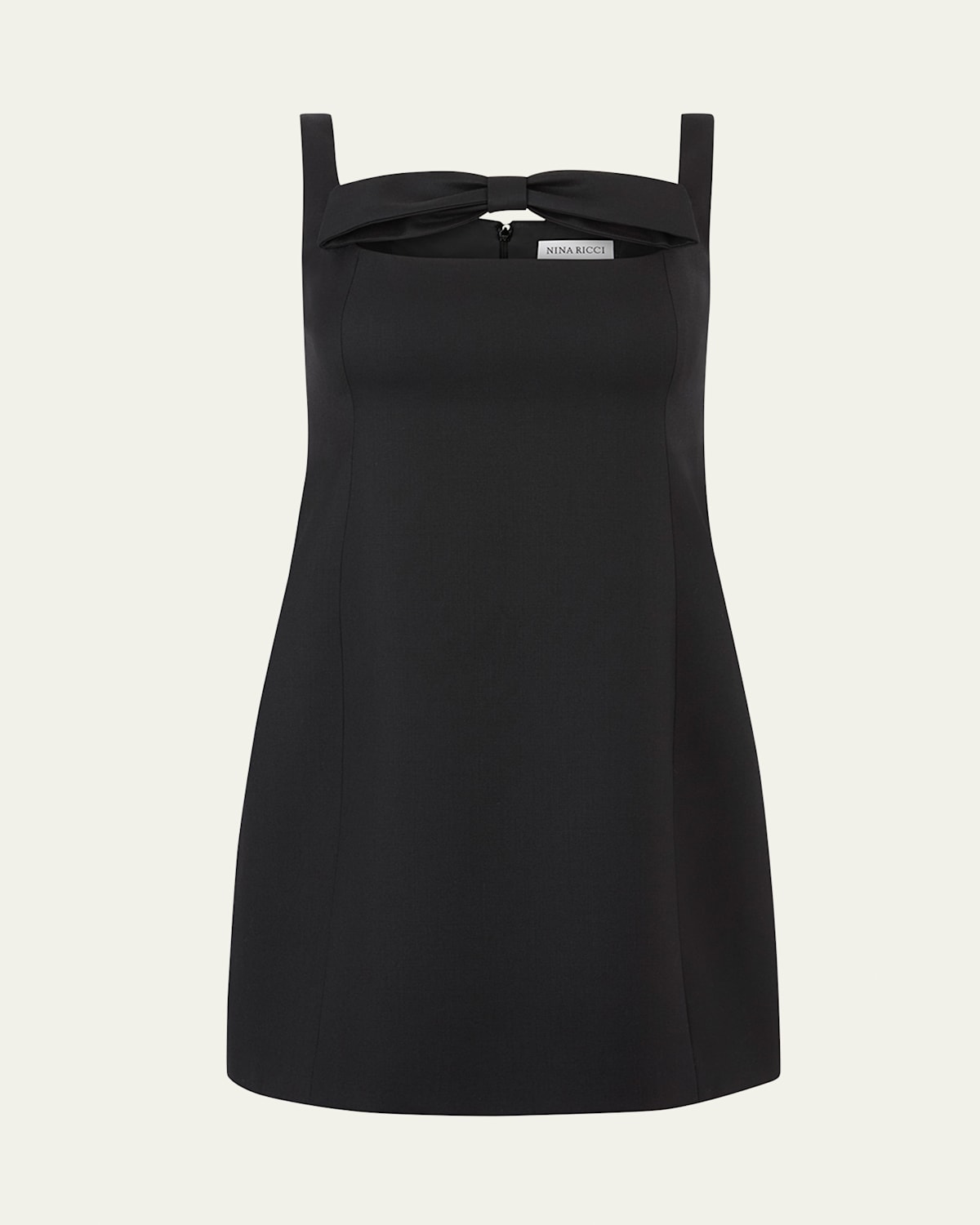 NINA RICCI SQUARE NECKLINE CUTOUT BOW WOOL MINI DRESS 