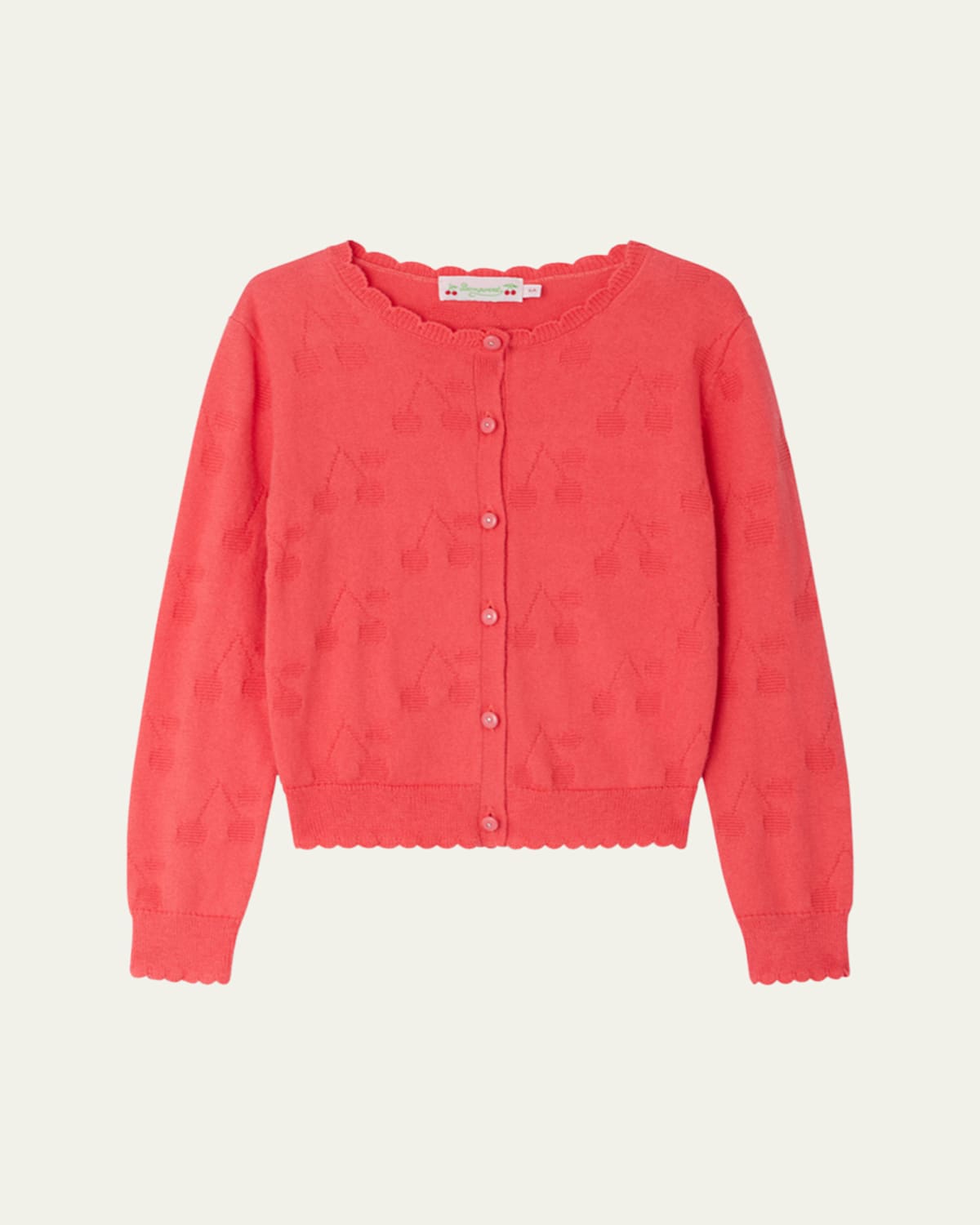 Bonpoint Cherry-jacquard Cardigan In Rose