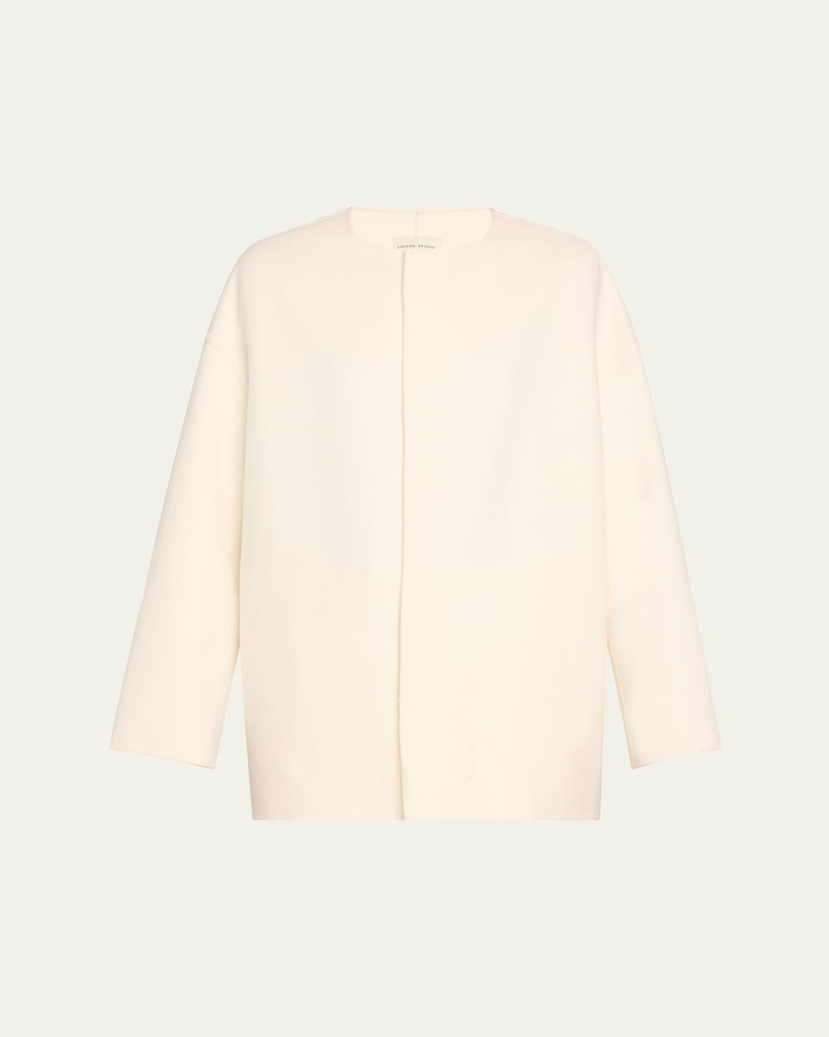 Loulou Studio Short Wool Cashmere Coat In Ivory