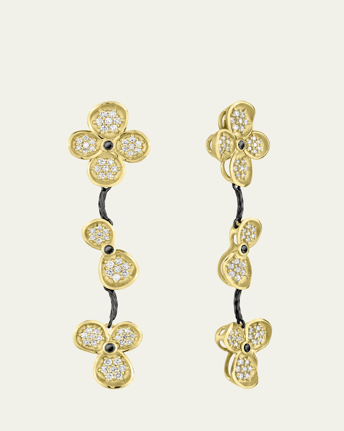Forget Me Not Dangle Earrings with Diamonds in 18K Gold