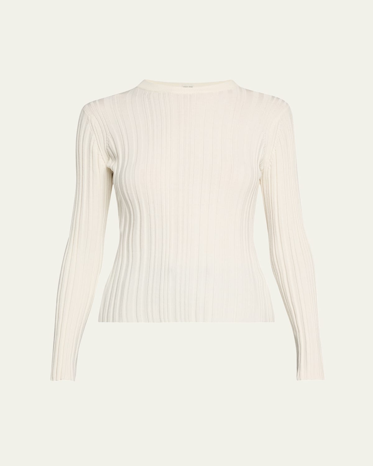 Shop Loulou Studio Elsa Rib Long-sleeve Top In Ivory